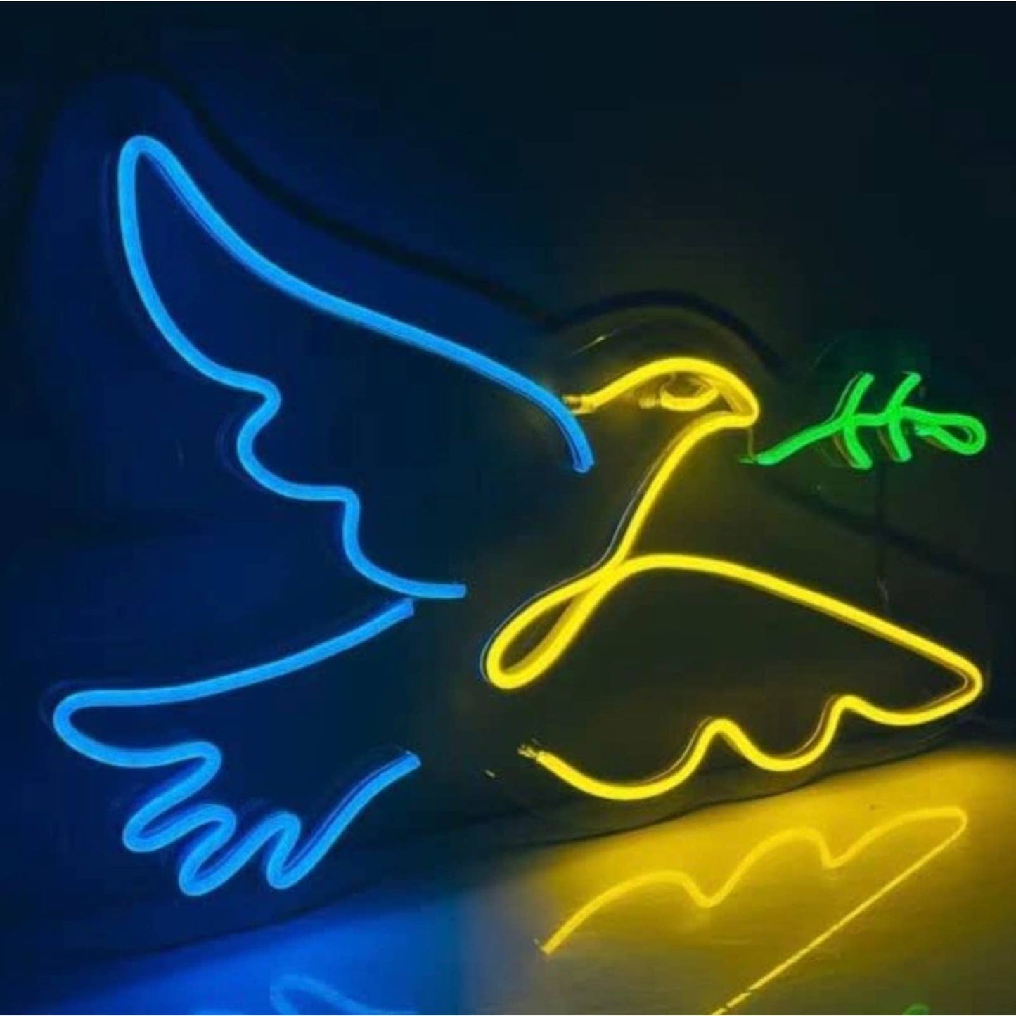 Lovely Bright Blue / Yellow Dove Bird LED Night Light Room Wall Decoration