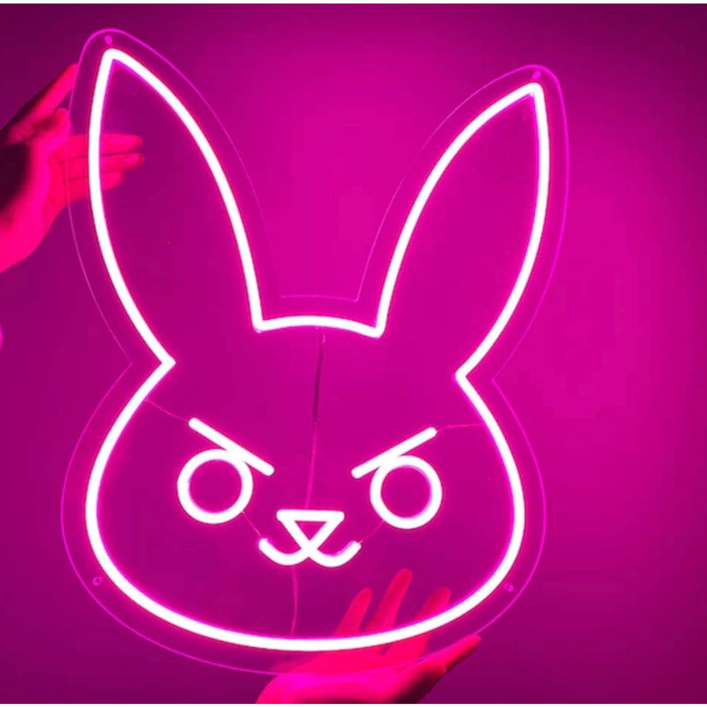 Fun Bright Pink D.Va Bunny LED Night Light Overwatch Gamer Game Room Decor