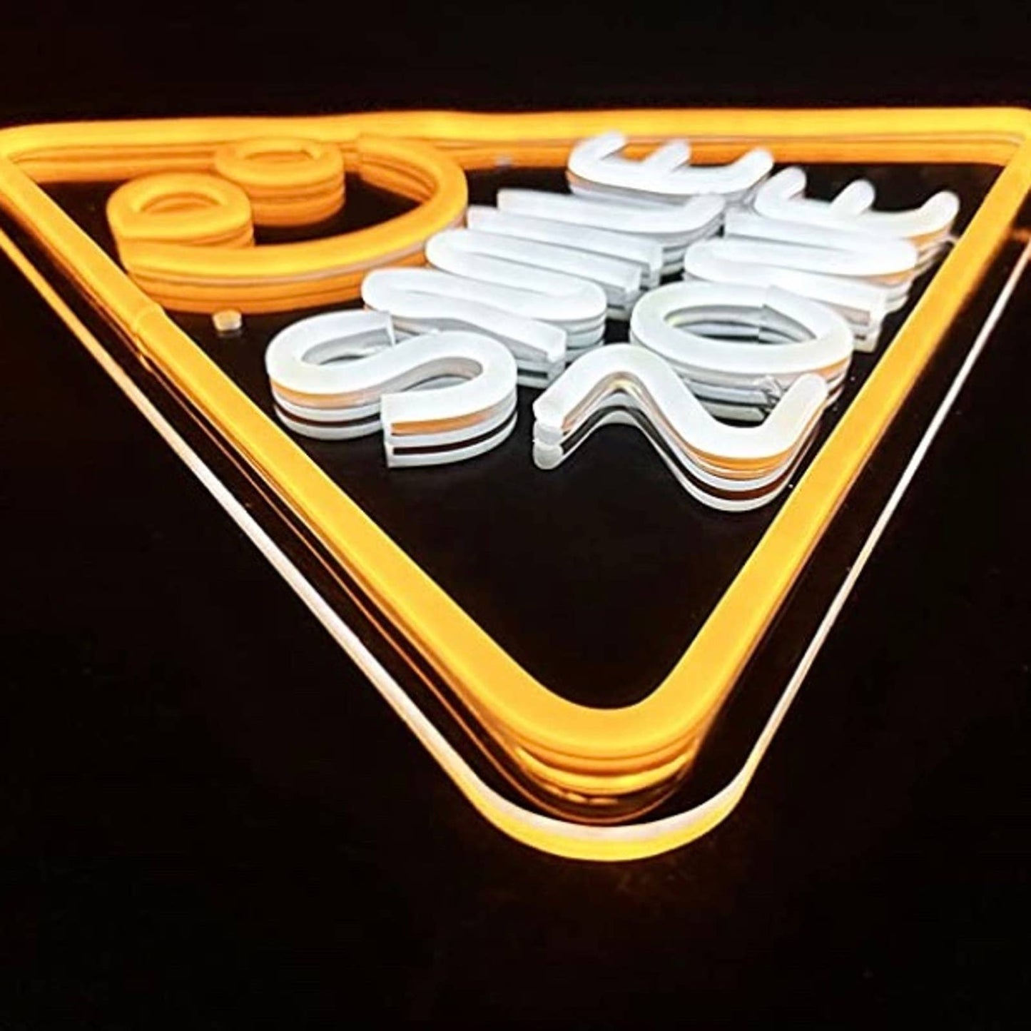 Fun Bright Yellow Smile Zone Pyramid LED Night Light Room Wall Decoration