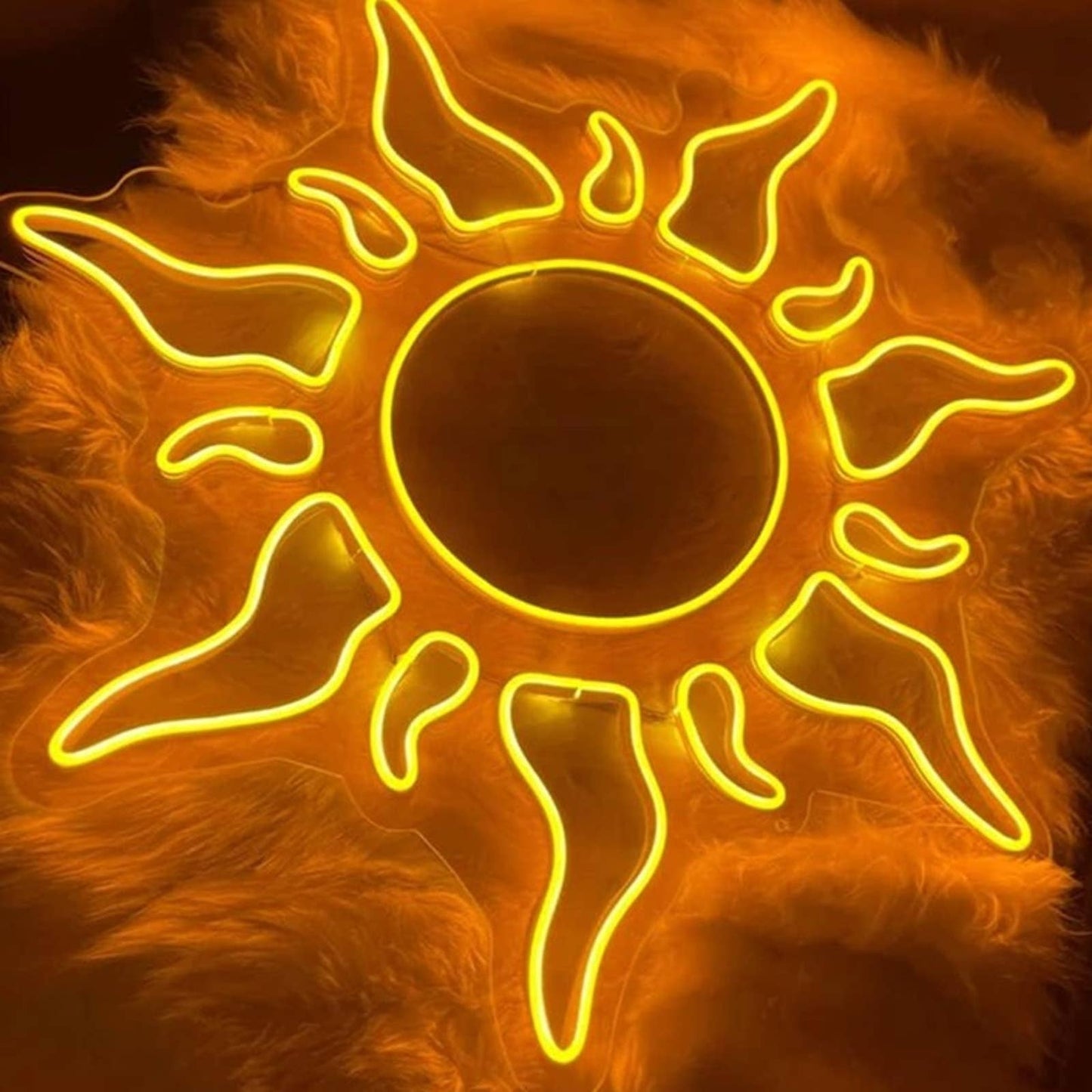 Vivid Bright Warm Yellow Sun Rays LED Night Light Art Room Wall Decor