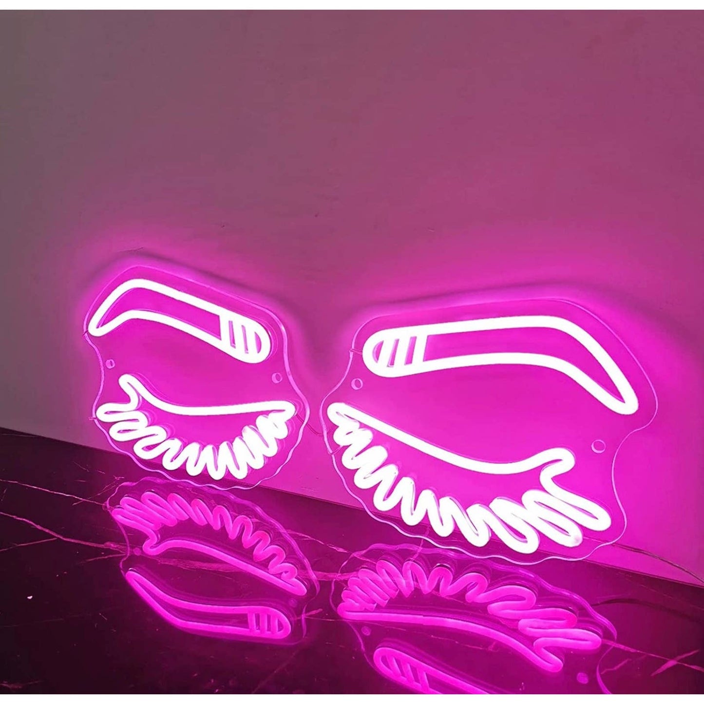 Lovely Bright Pink Glamorous Eye Lashes LED Night Light Room Wall Decoration