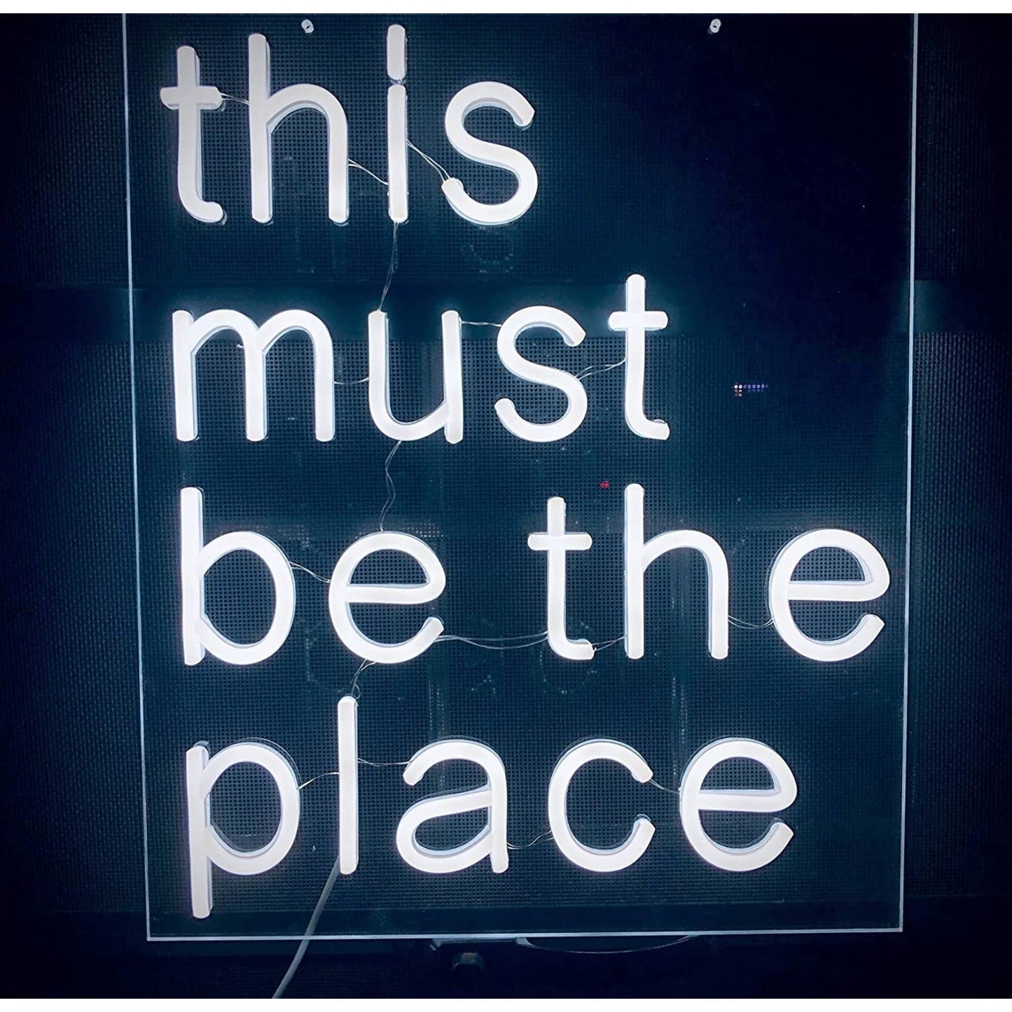 Simple Bright Square “This Must Be the Place” LED Night Light Sign Room Wall Dec
