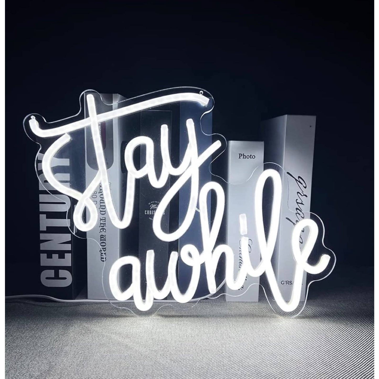 Lovely Bright Cool White “Stay Awhile” LED Night Light Room Wall Decoration