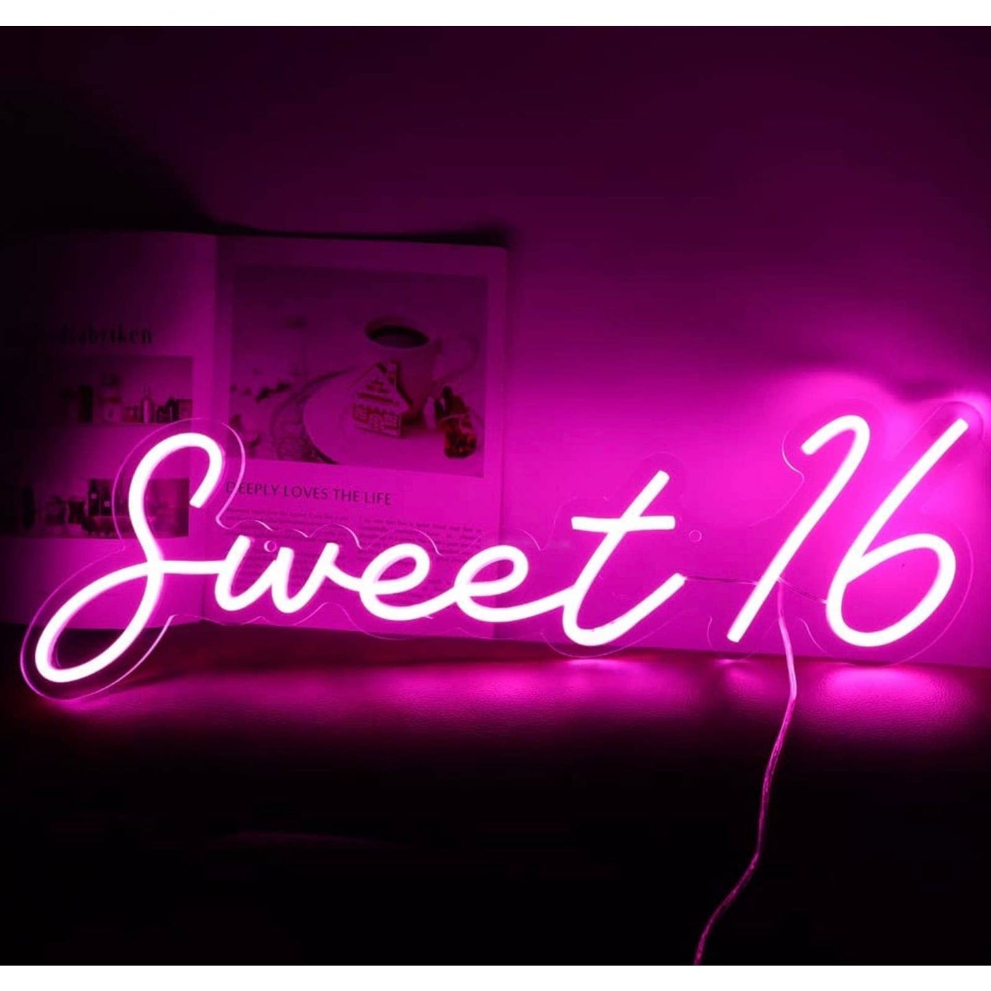 Large Bright Pink “Sweet 16” LED Night Light Birthday Party Decoration