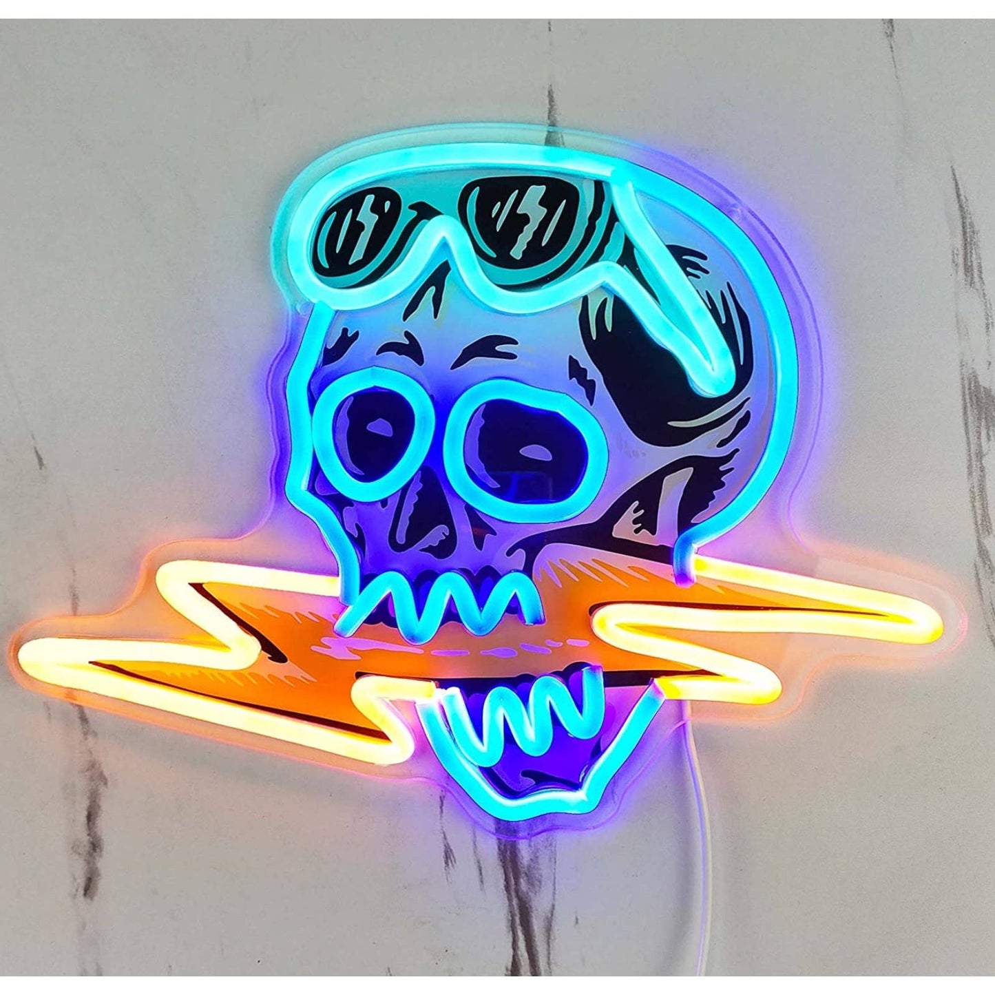 Fun Bright Blue Skull Lighting Sunglasses LED Night Light Room Wall Decoraton