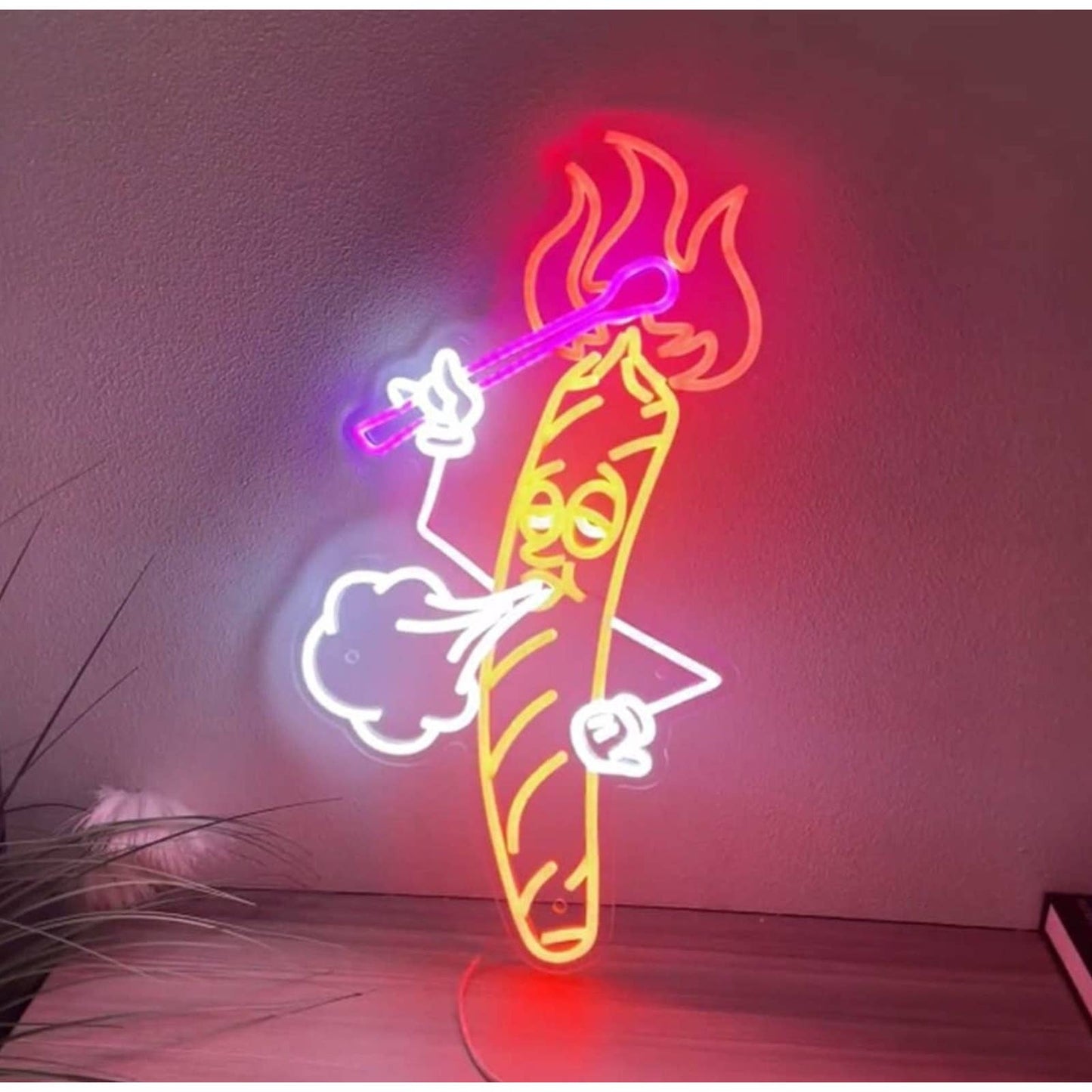 Funny Bright Cartoon Smoking Cigar LED Night Light Room Wall Decoration