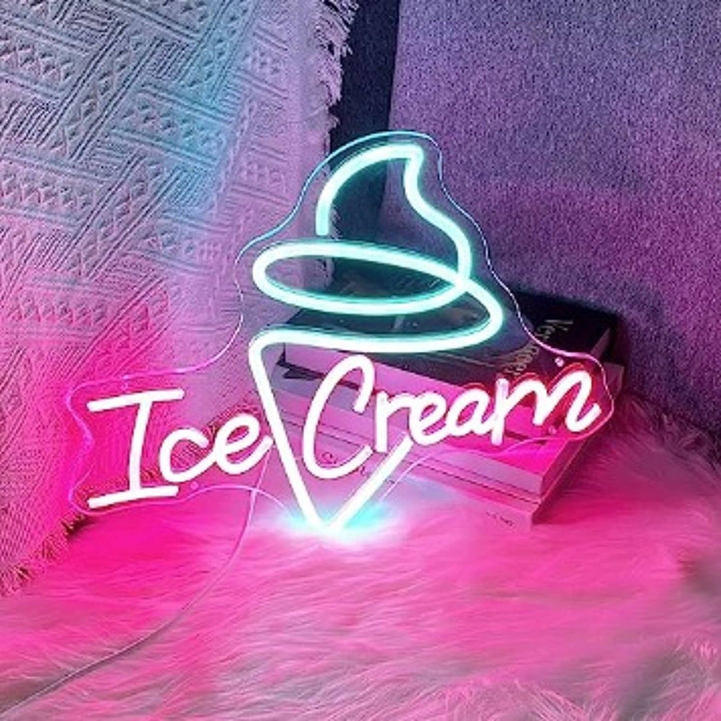 Lovely Bright Blue / Pink Ice Cream LED Night Light Room Wall Decoration