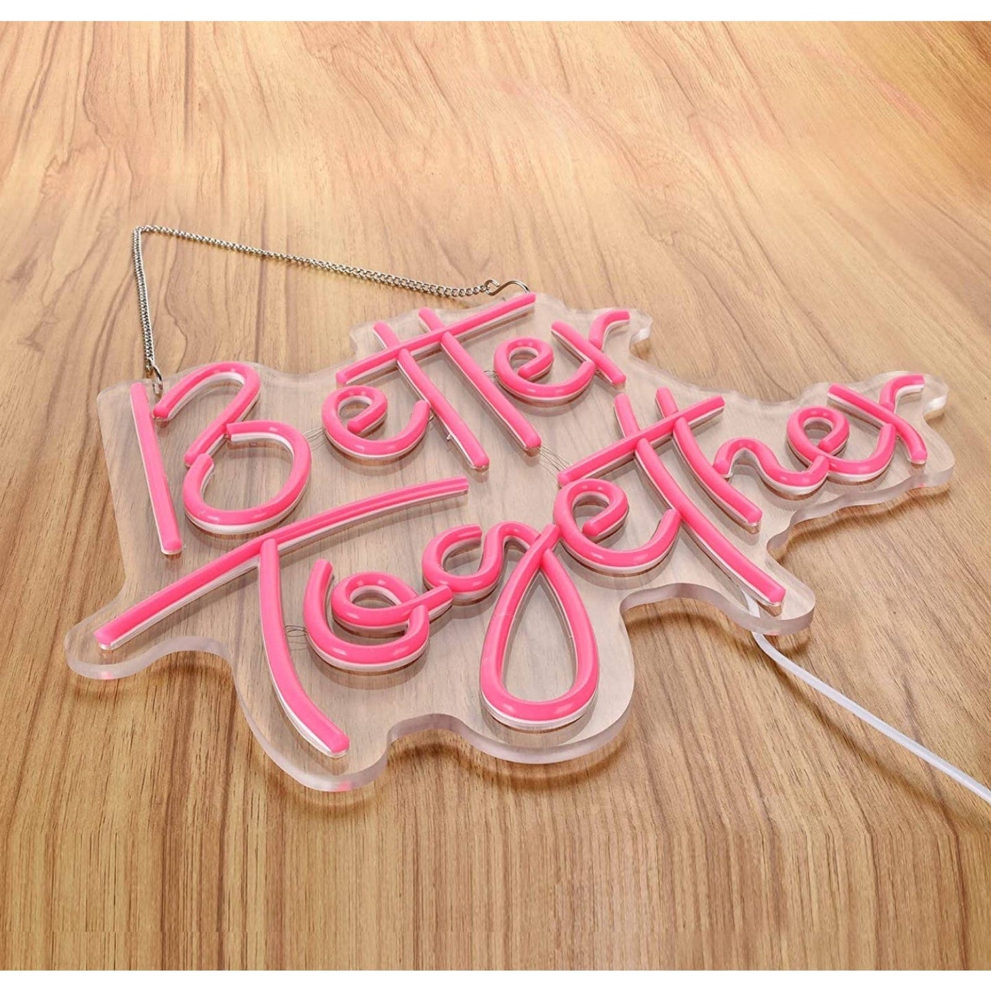 Lovely Bright Pink Romantic “Better Together” LED Night Light Room Wall Decor