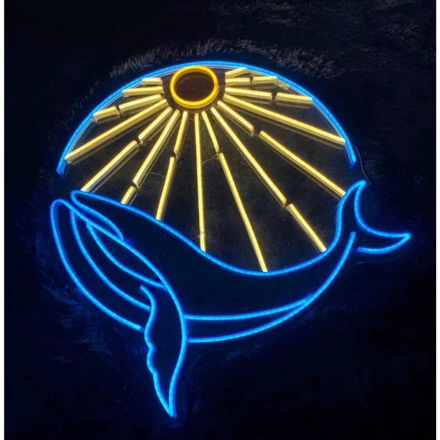 Beautiful Bright Blue Whale Sunset LED Night Light Room Wall Decor
