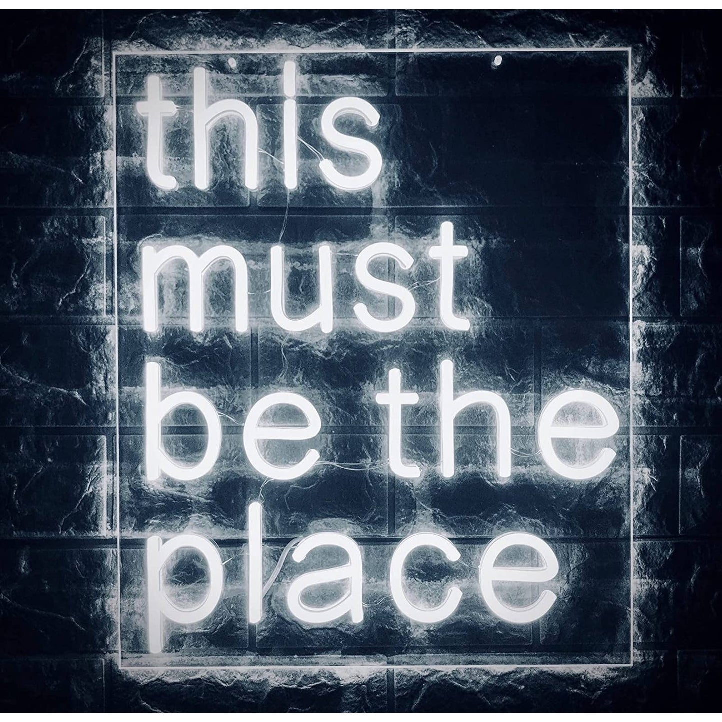Simple Bright Square “This Must Be the Place” LED Night Light Sign Room Wall Dec