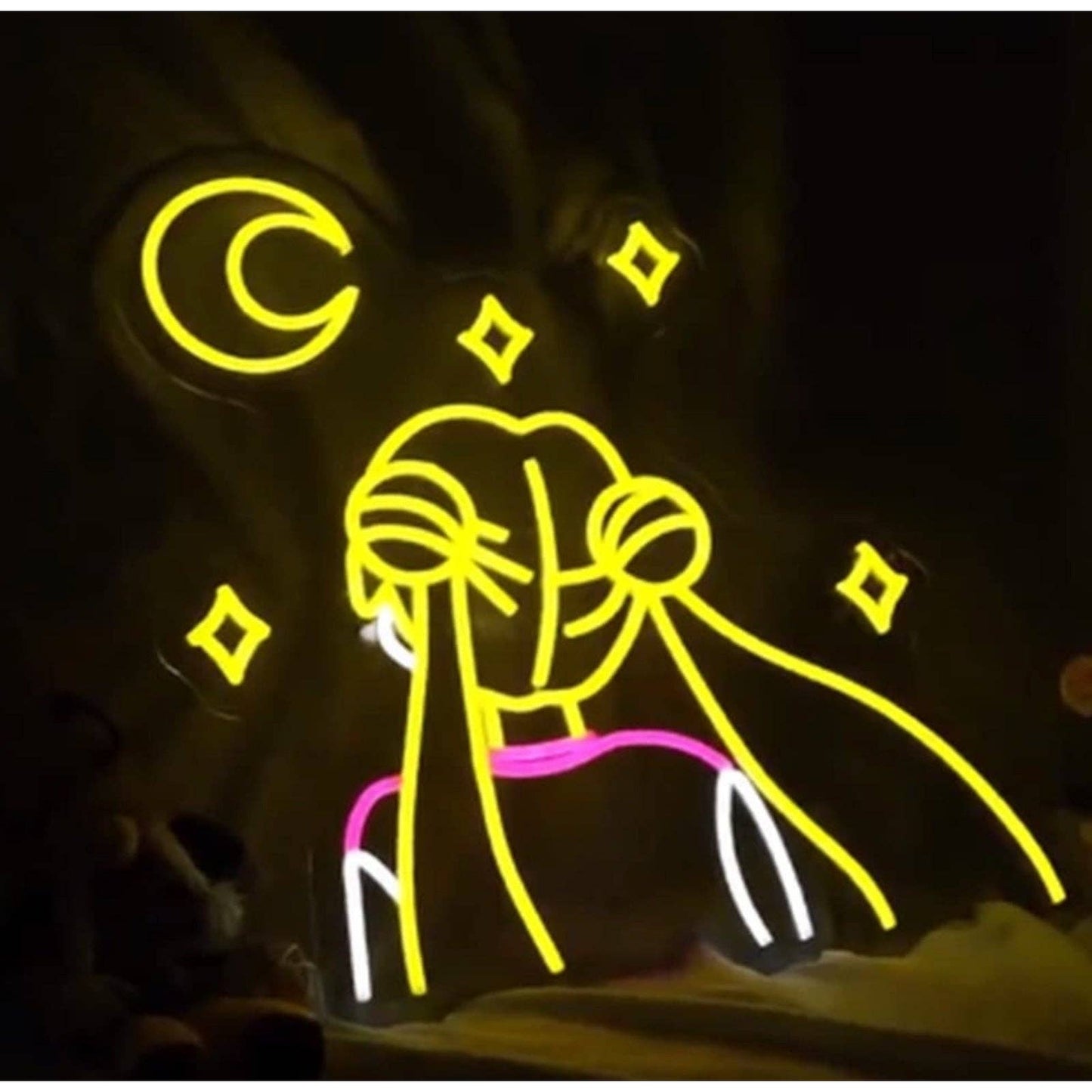 Lovely Bright Warm Sailor Moon Looking at the Star LED Night Light Anime Decor