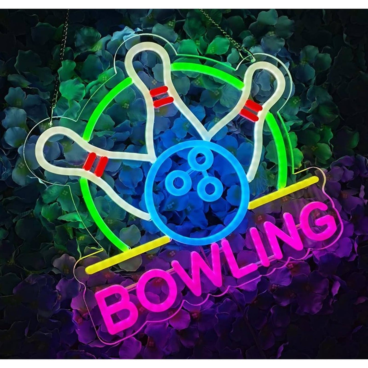 Fun Vivid Bright Colorful Bowling Ball & Pin LED Night Light Game Room Decor