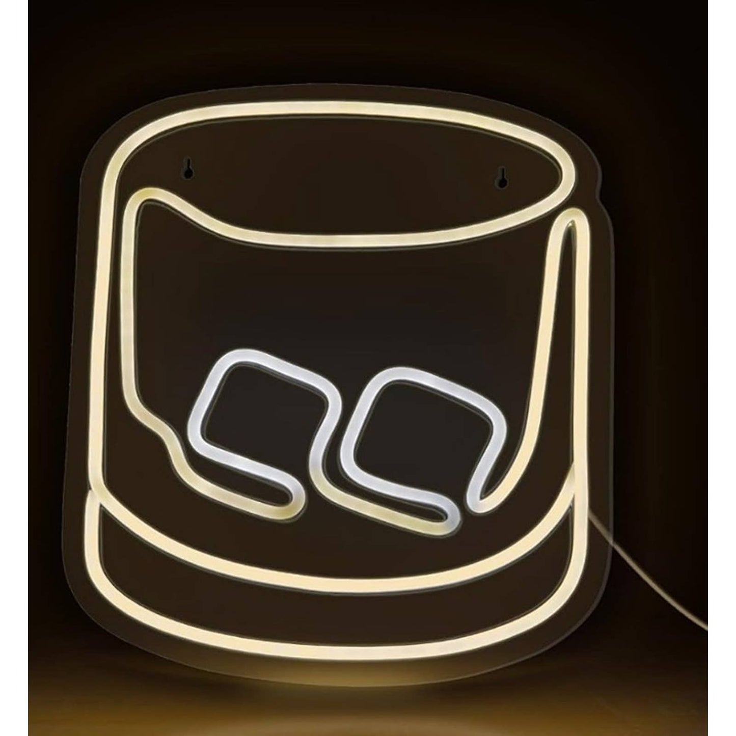 Vivid Bright Whisky Glass with Ice LED Night Light Room Wall Bar Decoration