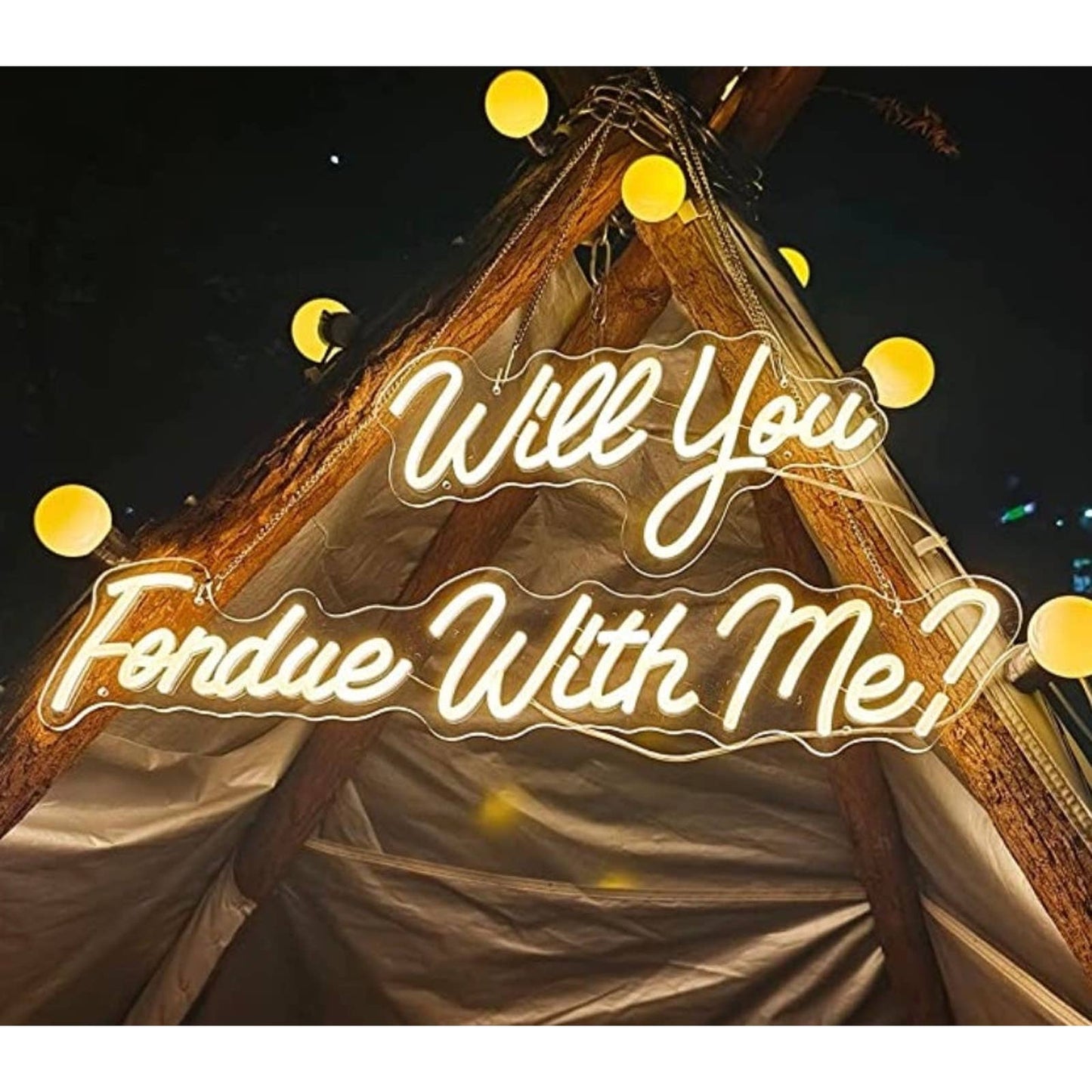 Lovely Warm Bright “Will You Fondue With Me” LED Night Light Room Wall Decoratio
