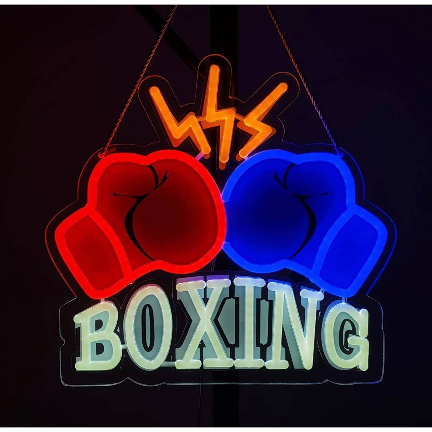 Fun Bright Red / Blue Boxing Gloves LED Night Light Sign Room Gym Wall Decor