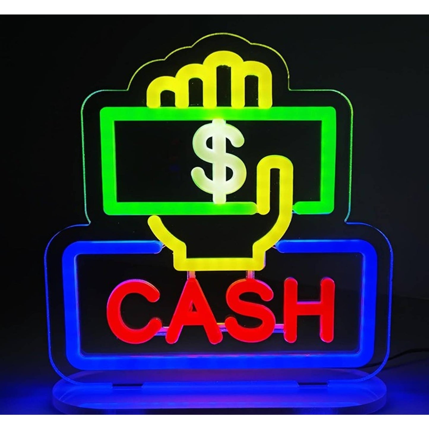 Vivid Bright “Cash” Hand LED Night Light Business Store Room Wall Sign