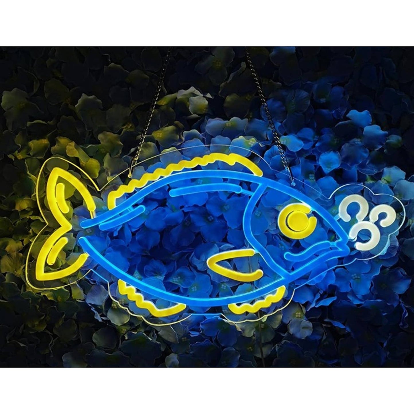 Fun Vivid Bright Blue Fish Blowing Bubbles LED Night Light Room Wall Decor