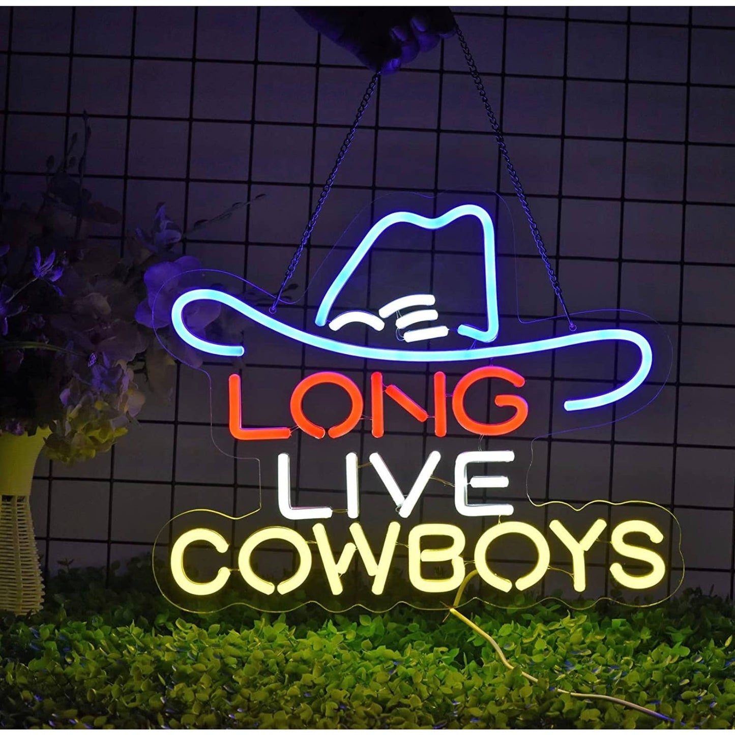 Fun Vivid Bright “Long Live Cowboys” LED Night Light Room Wall Decoration