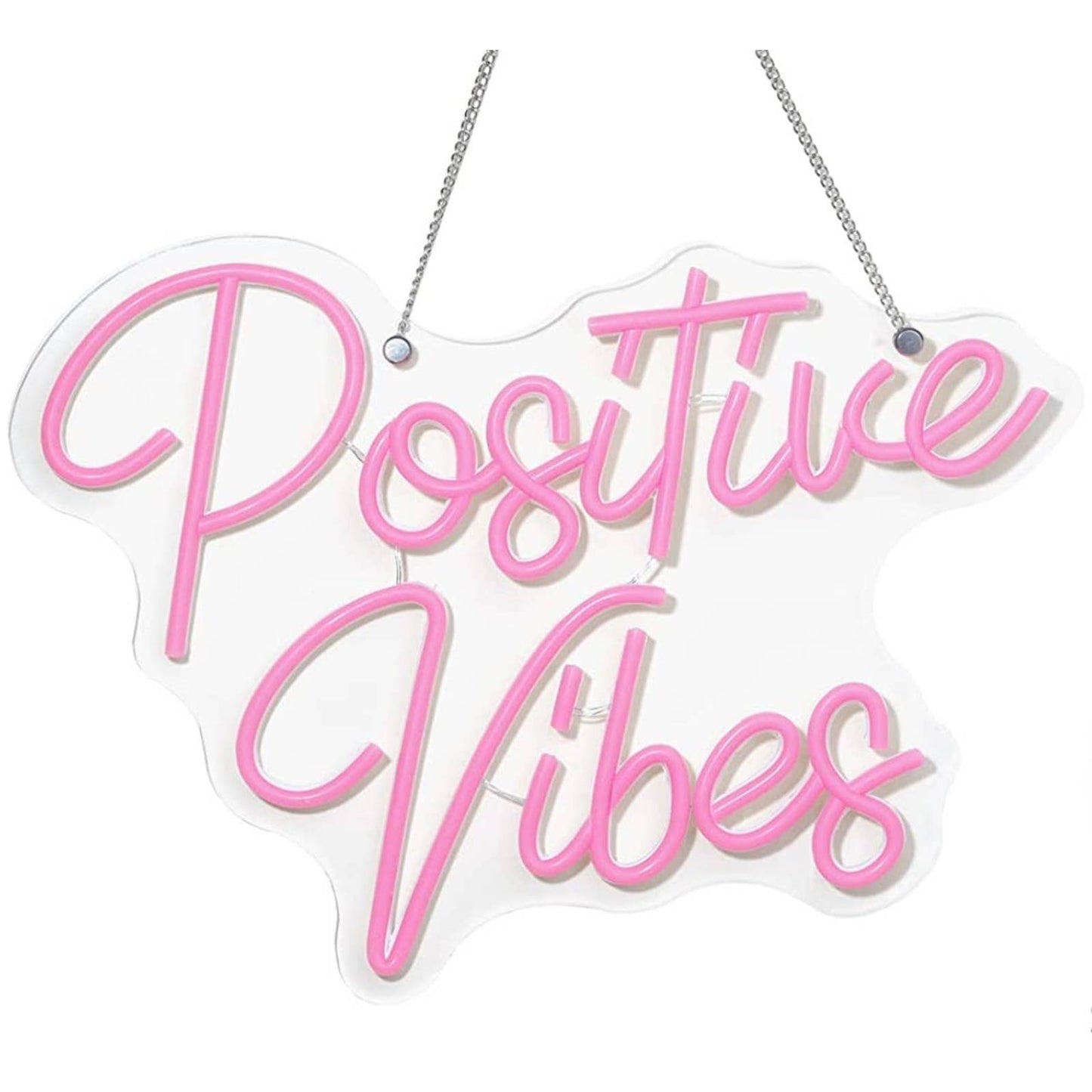 Lovely Bright Pink Positive Vibes LED Night Light Room Wall Decoration