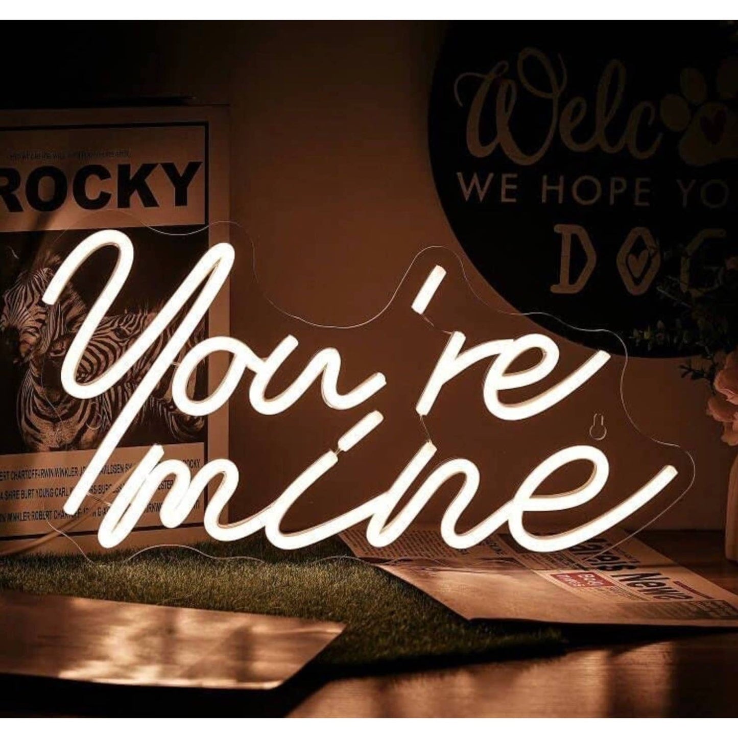 Lovely Bright White “You’re Mine” LED Night Light Room Wall Romantic Love Decor
