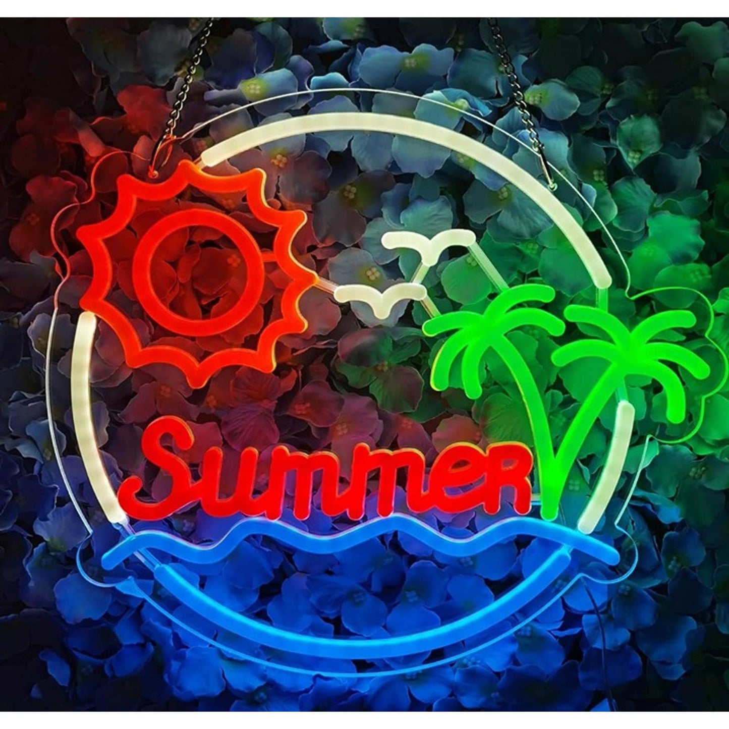 Fun Bright Summer Palm Tree Sun Shine Beach Vacation LED Light Decoration