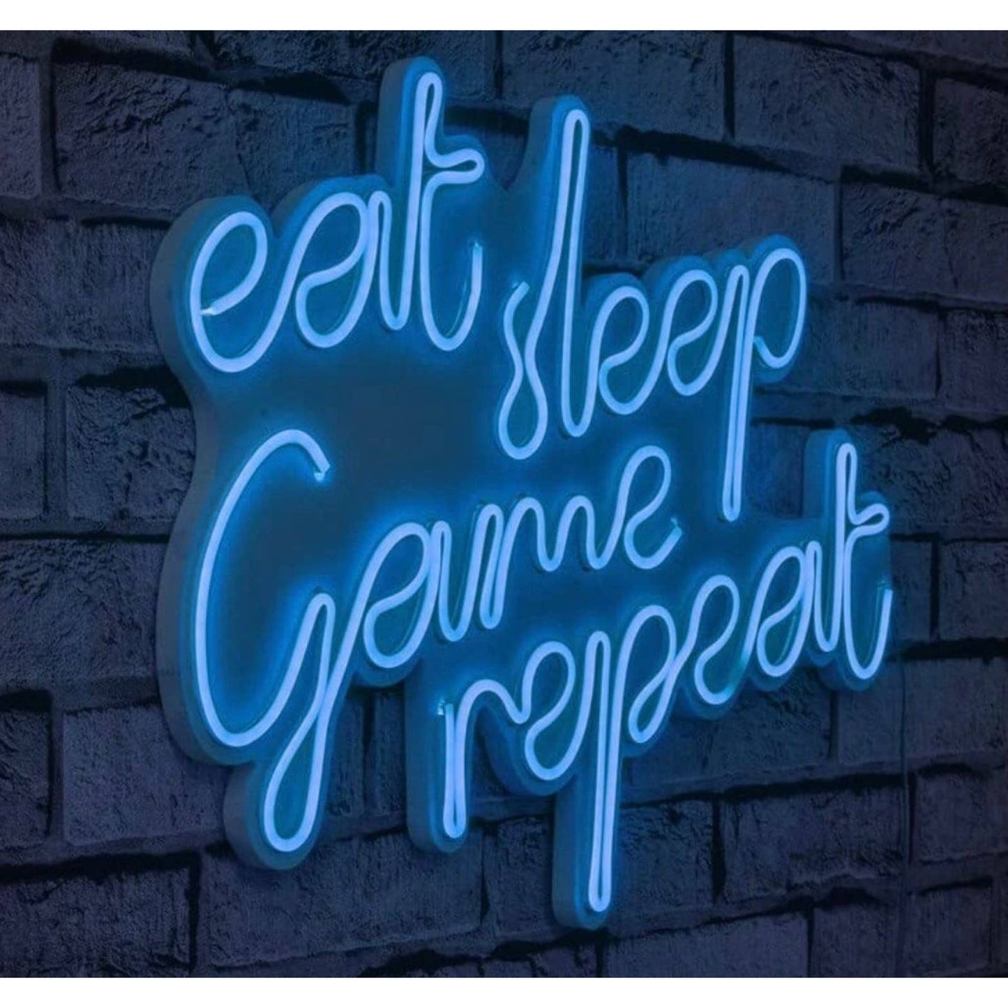 Fun Cool Blue Eat Sleep Game Repeat LED Night Light Room Wall Decoration