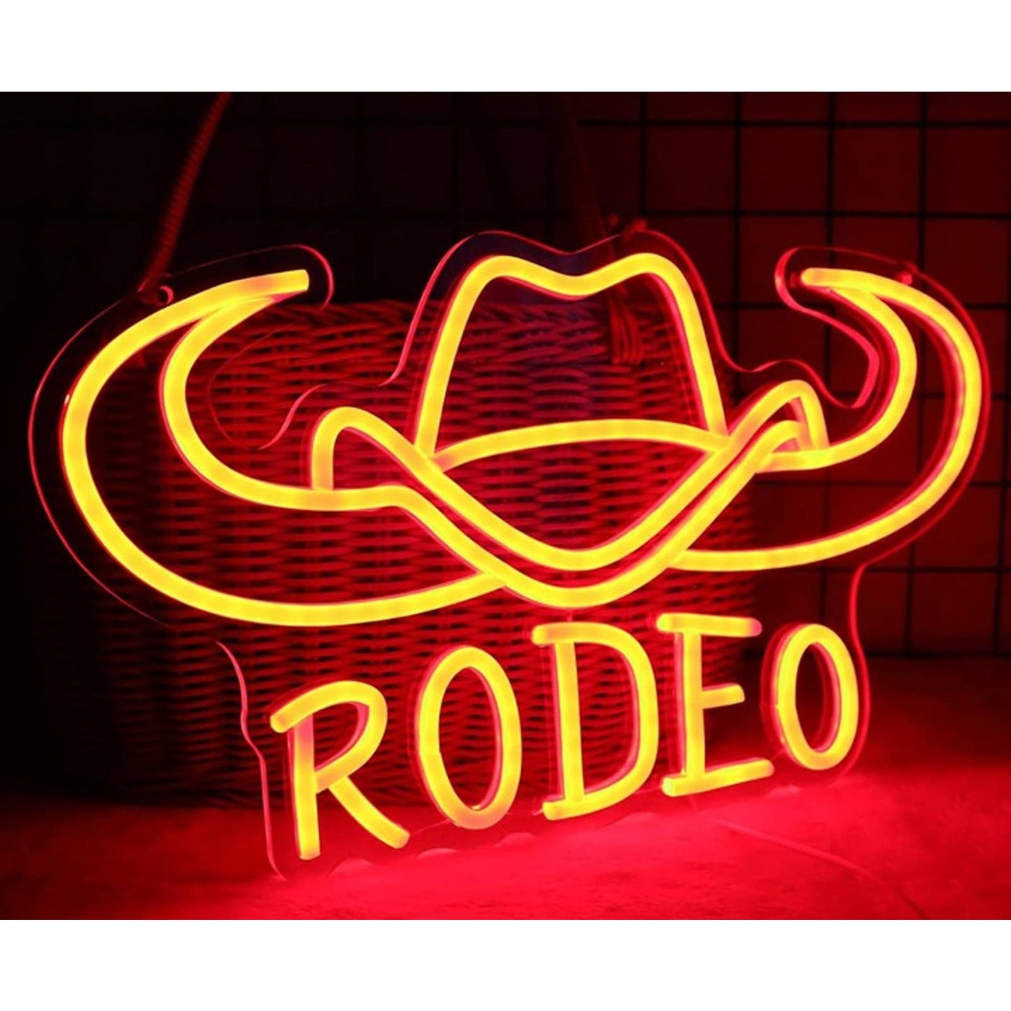 Vivid Bright Red Bull Horn Cowboy Hat Rodeo LED Night Light Room Wall Decor