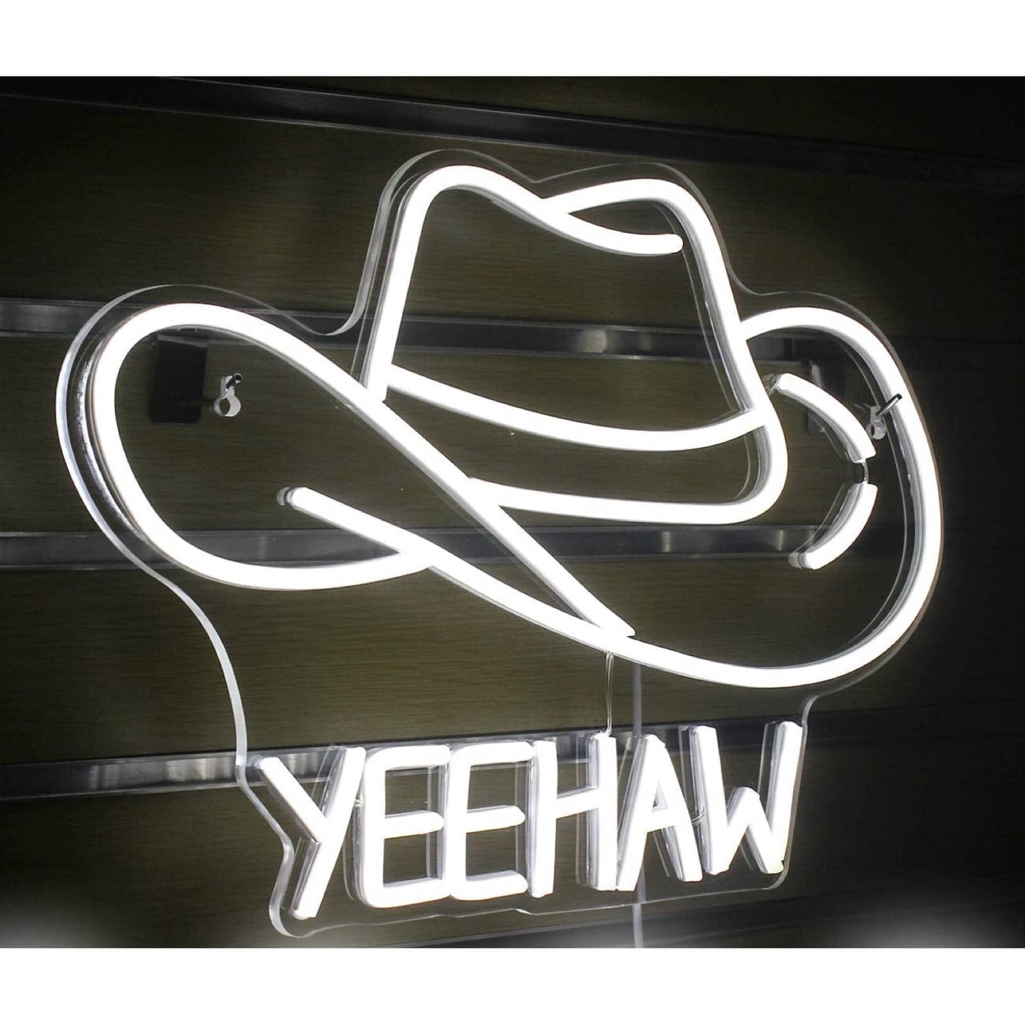 Fun Bright White Yeehaw Cowboy Hat LED Night Light Room Wall Decoration