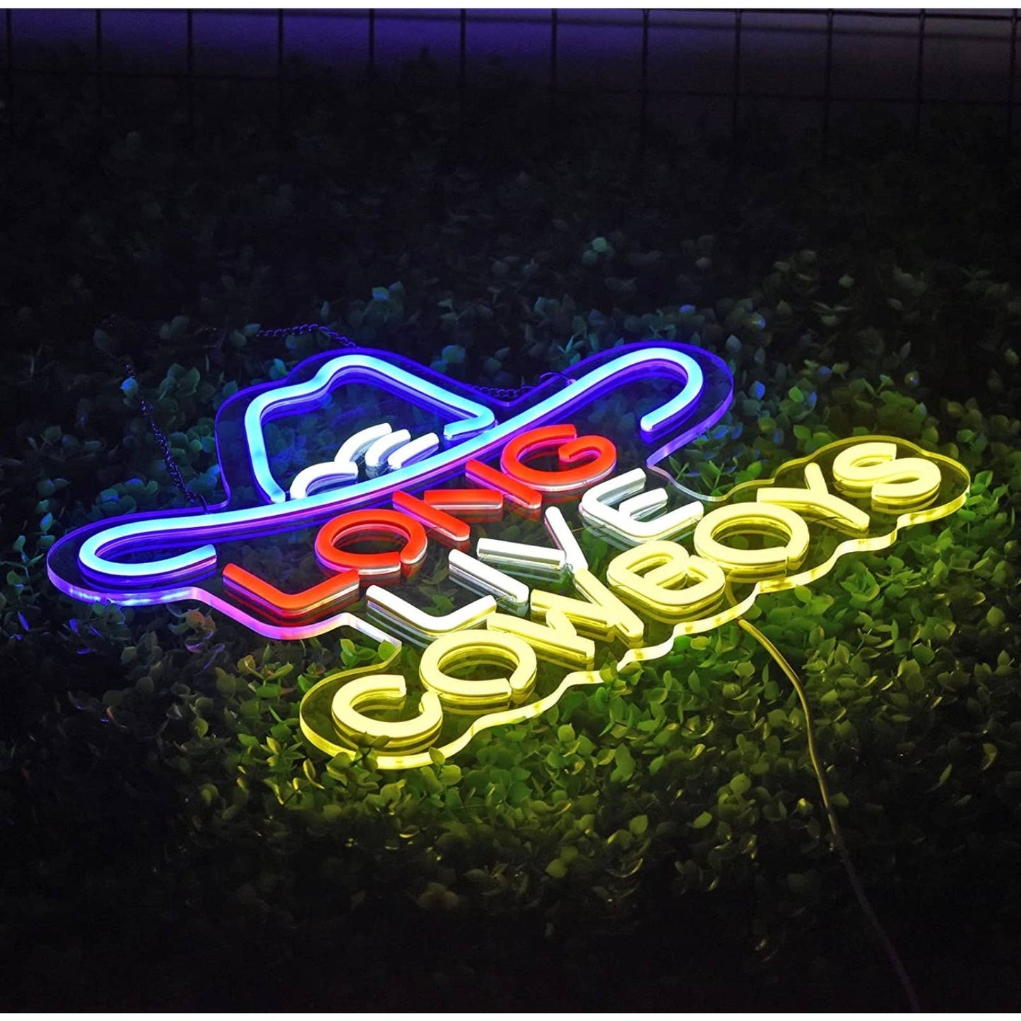 Fun Vivid Bright “Long Live Cowboys” LED Night Light Room Wall Decoration