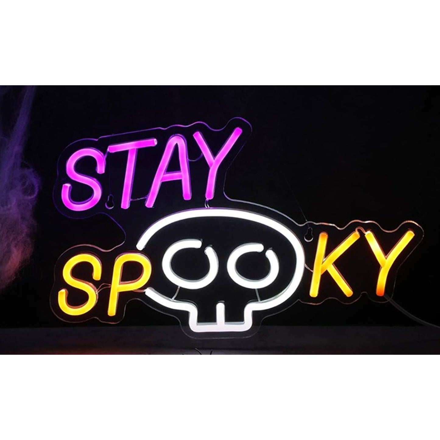 Fun Bright “Stay Spooky” Skull LED Night Light Halloween Decor