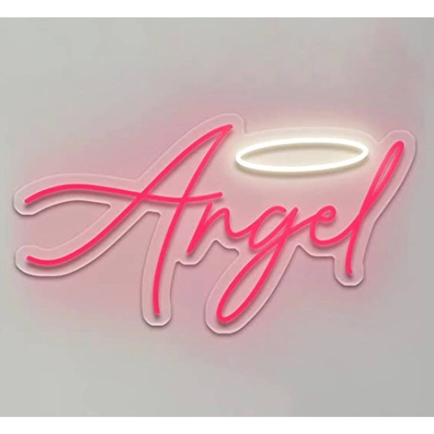 Adorable Bright Pink Angel Halo LED Night Light Room Wall Decoration