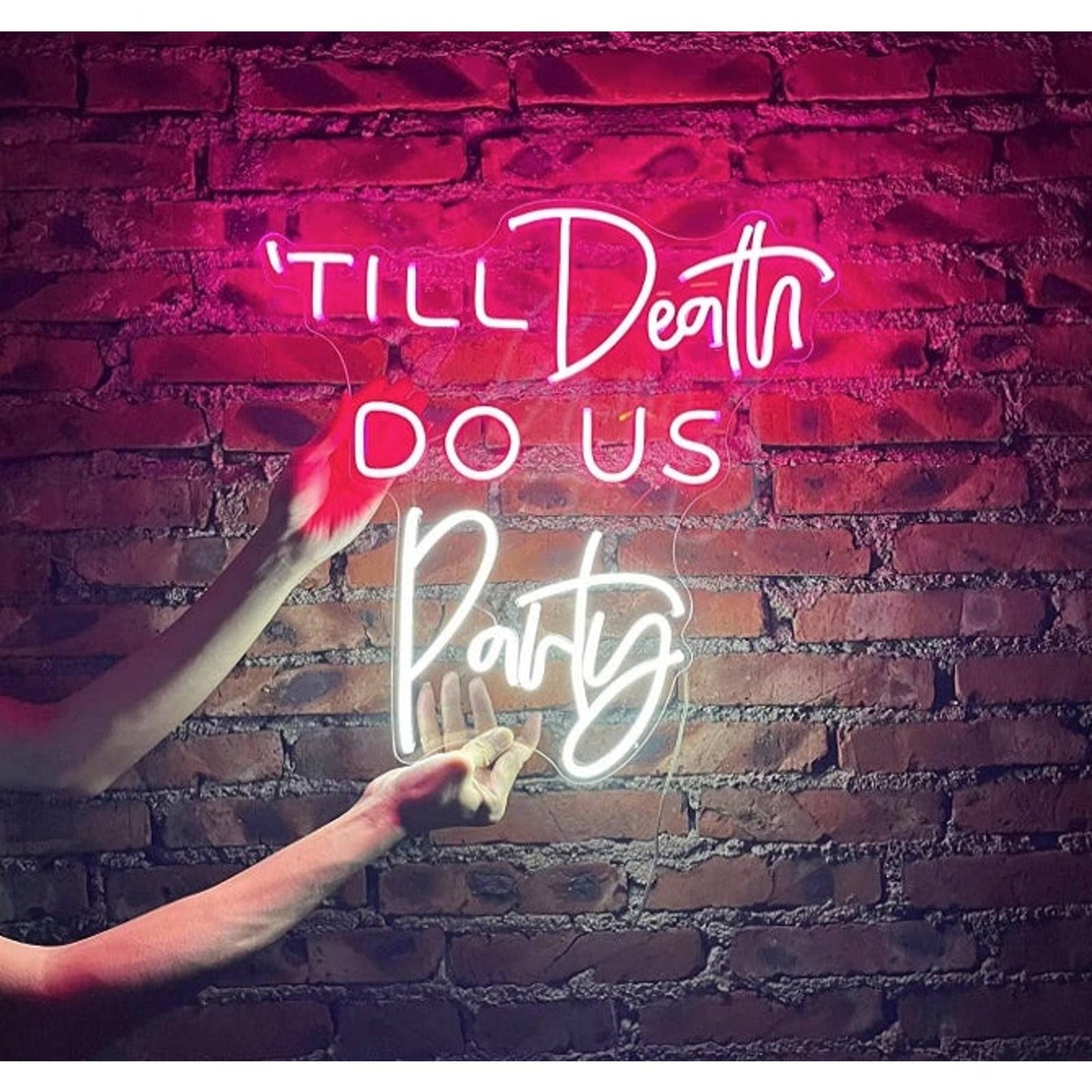 Fun Bright Large “Till Death Do Us Party” LED Night Light Wedding Marriage Decor
