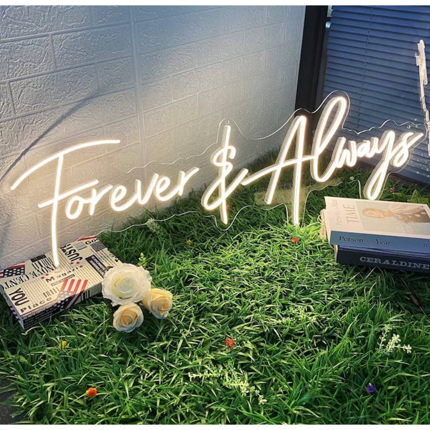 Super Large Bright White “Forever & Always” LED Love Night Light Room Wall Decor
