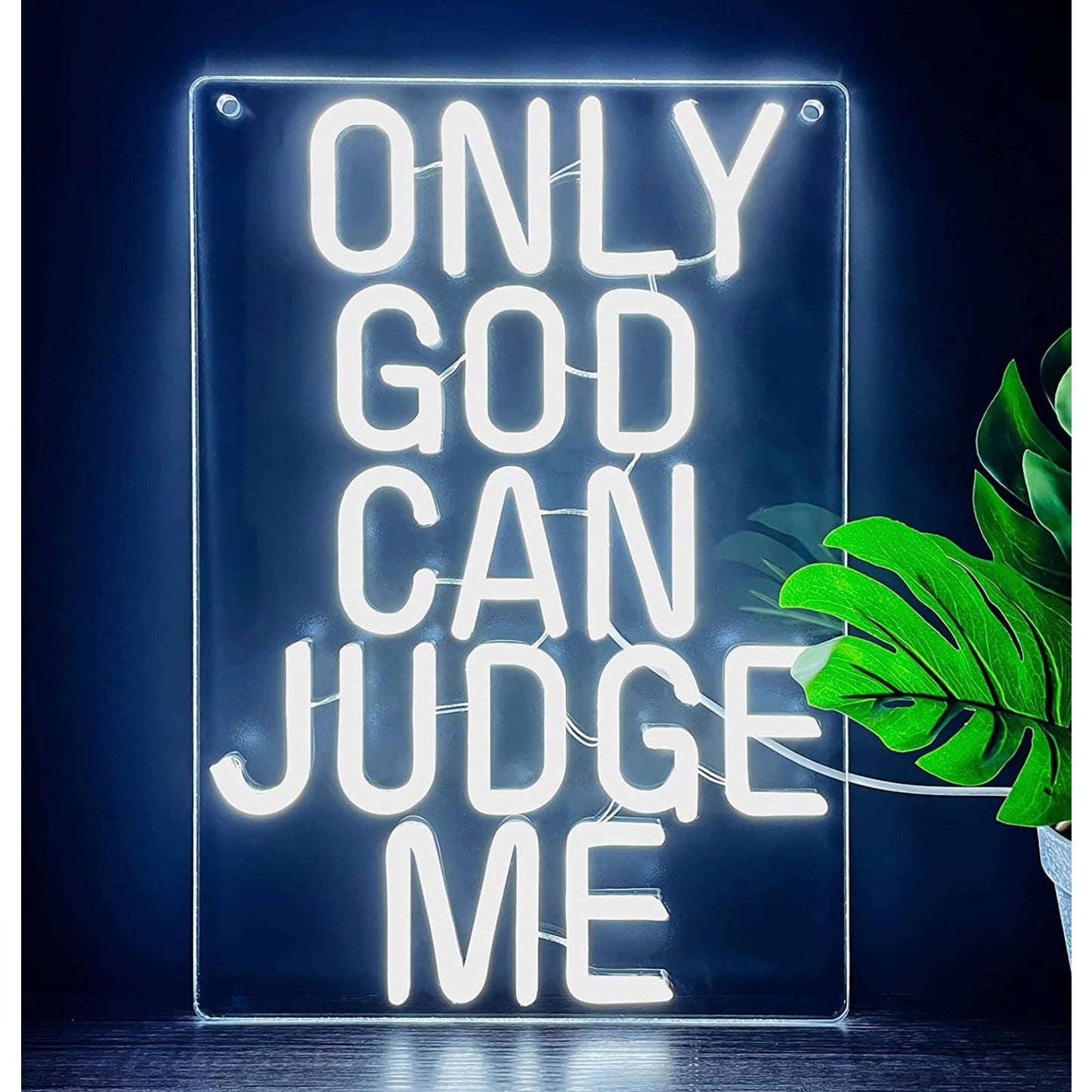 Vivid Bright White “Only God Can Judge Me” LED Night Light Room Wall Decoration