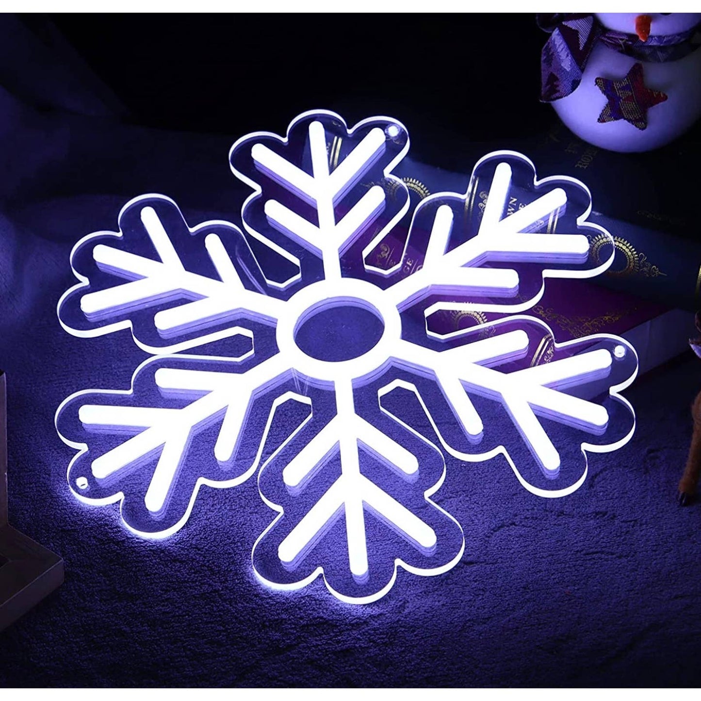 Vivid Bright White Snowflake Winter LED Night Light Room Wall Decor