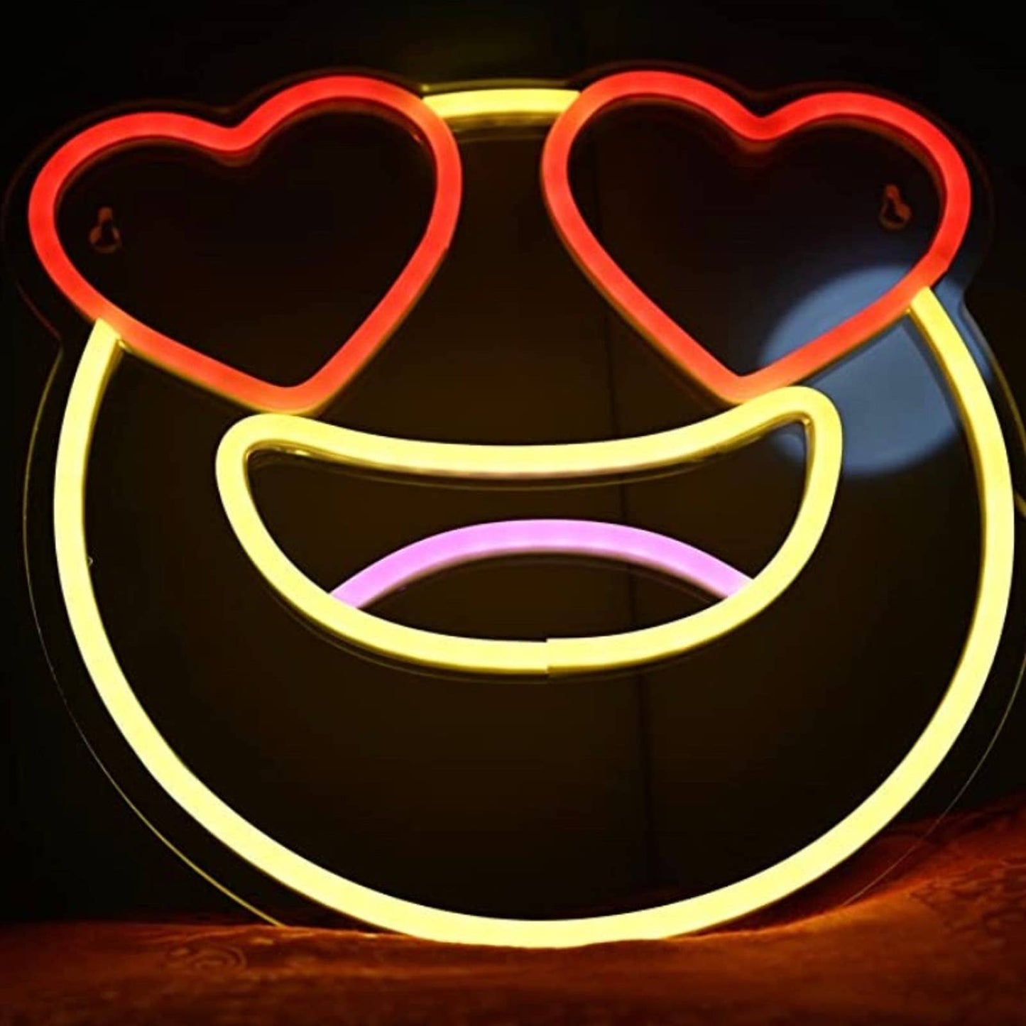 Fun Vivid Bright Happy Heart Eye Love Emoji LED Night Light Sign Room Wall Decor