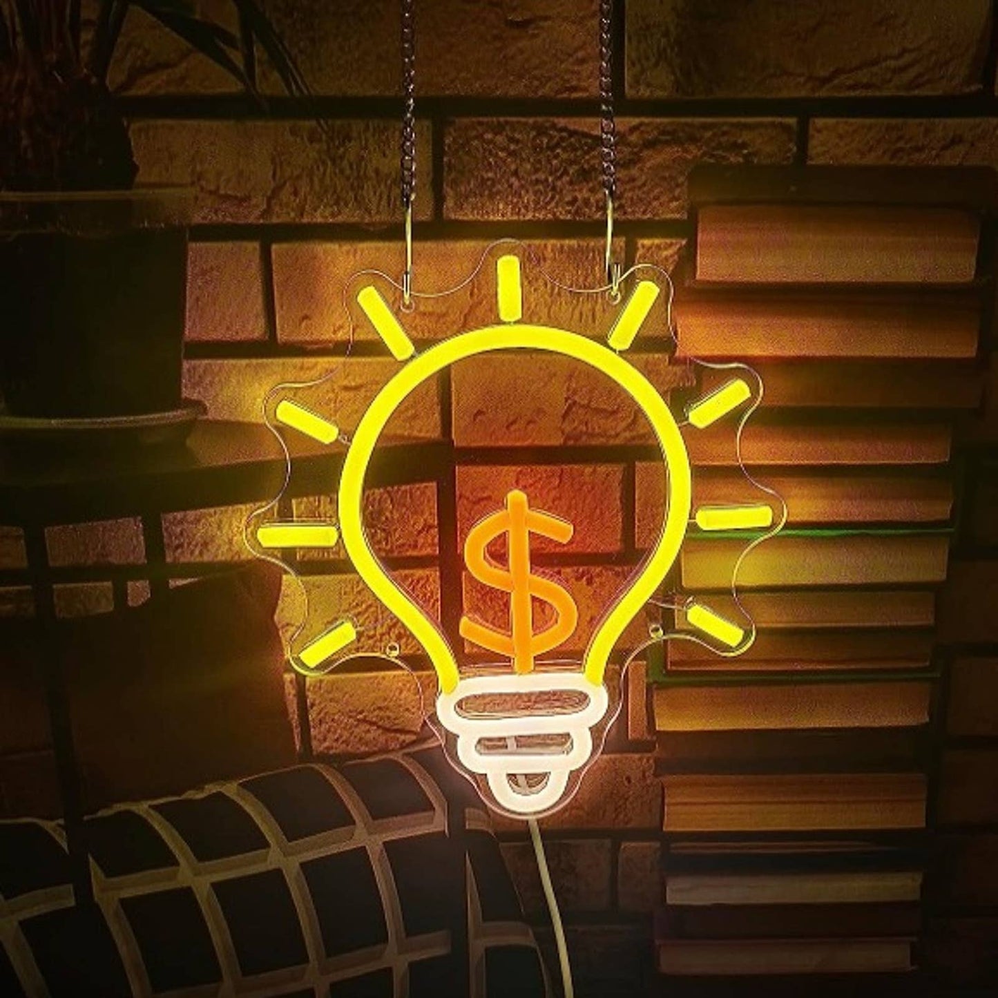 Fun Vivid Bright Money Idea Light Bulb LED Night Light Room Wall Decor