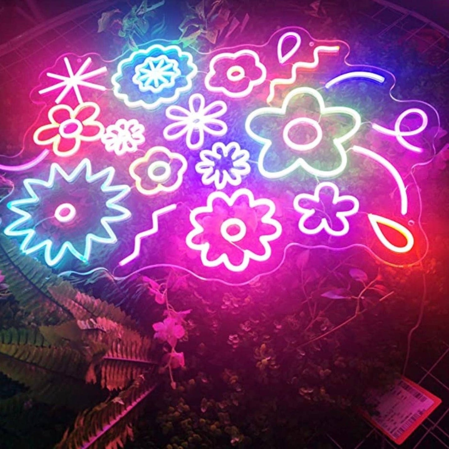 Lovely Vivid Bright Rainbow Flower Cluster LED Night Light Room Wall Decoration