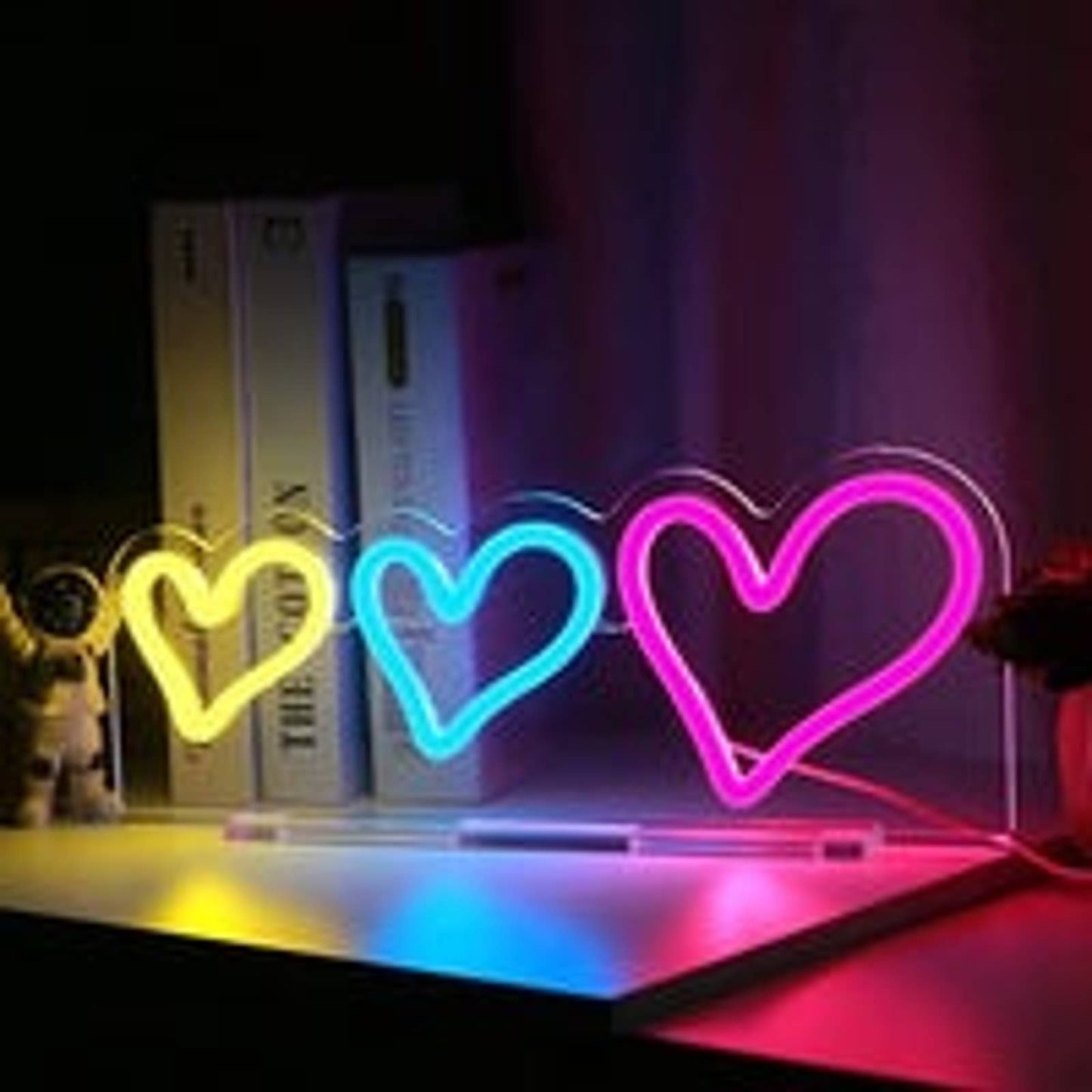 Lovely Bright Color 3 Hearts LED Night Light Room Wall Decoration