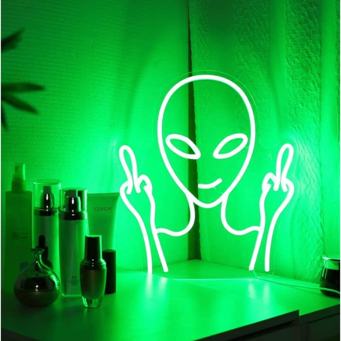 Funny Bright Green Bad Alien LED Night Light Room Wall UFO Decoration
