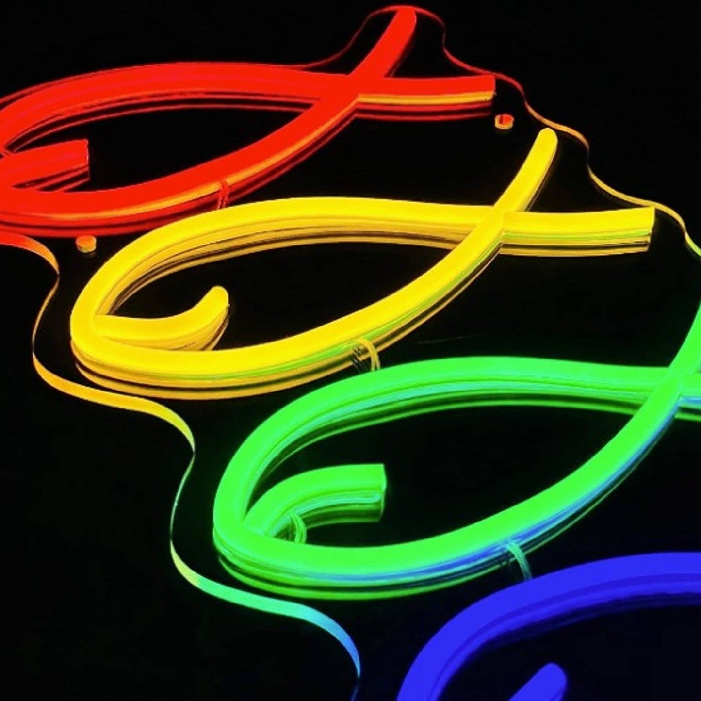 Lovely Bright Colorful Rainbow Mood Fish LED Night Light Room Wall Decoration