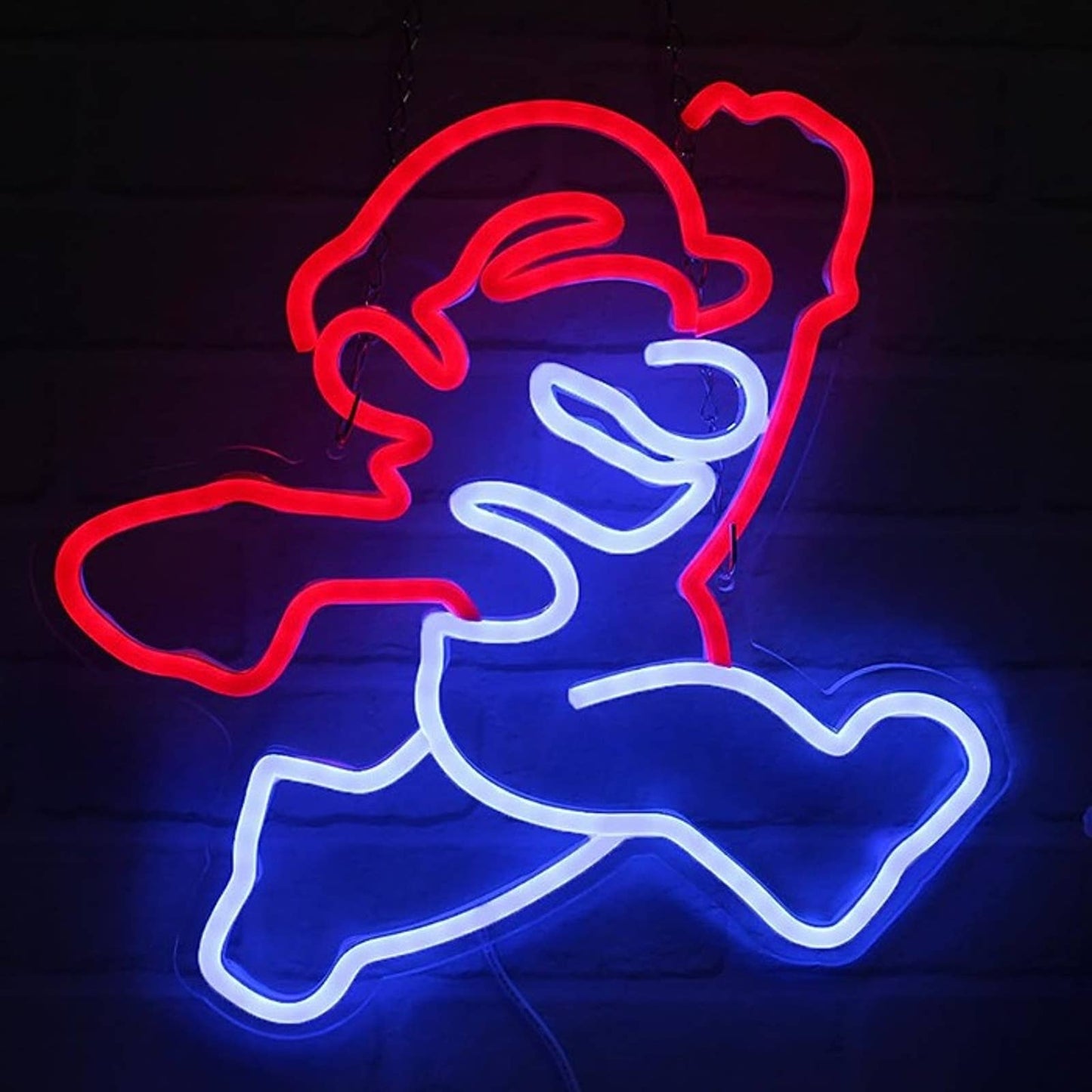 Fun Bright Red / Blue Jumping Super Mario LED Night Light Video Game Room Decor