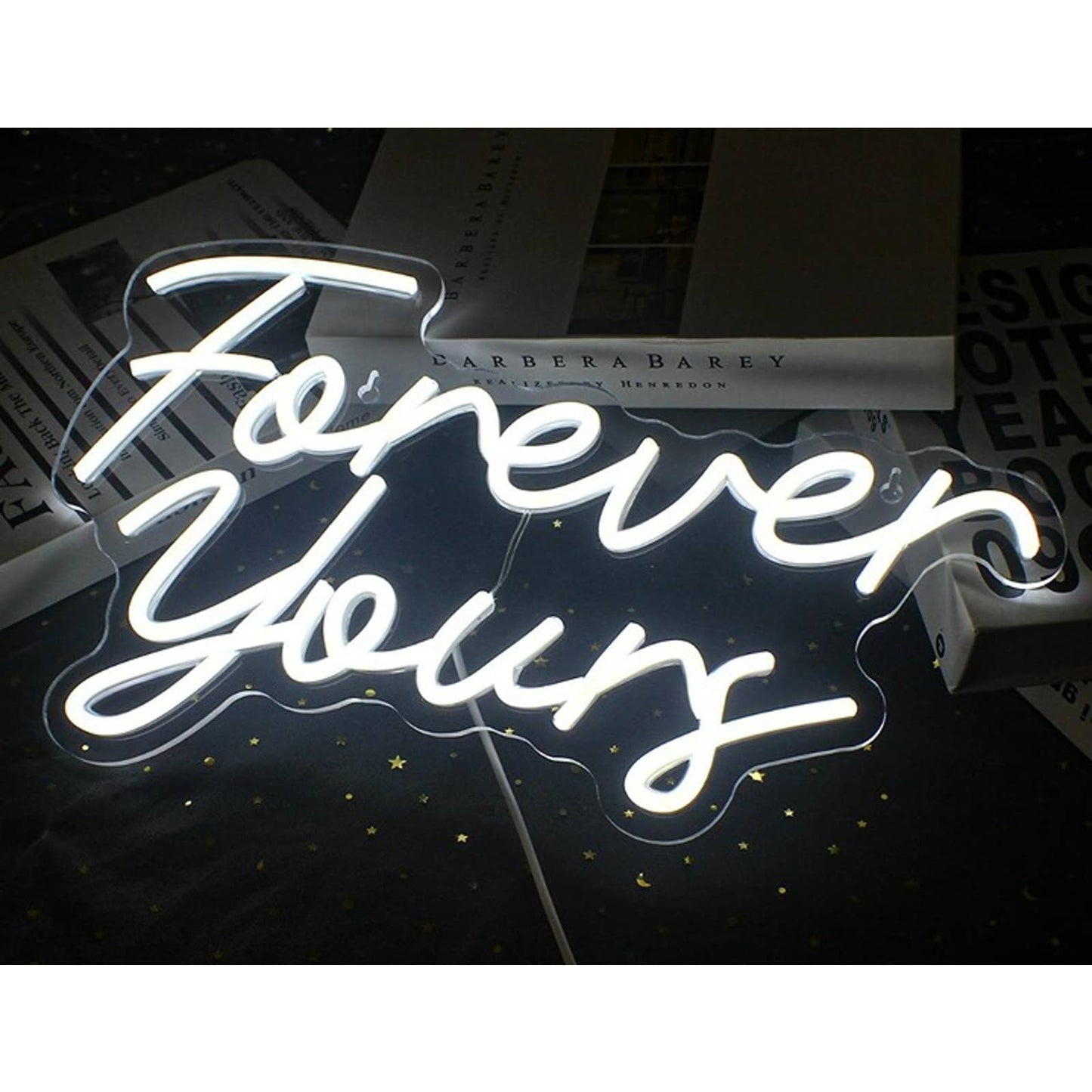 Lovely Vivid Bright White “Forever Yours” LED Night Light Room Wall Decor