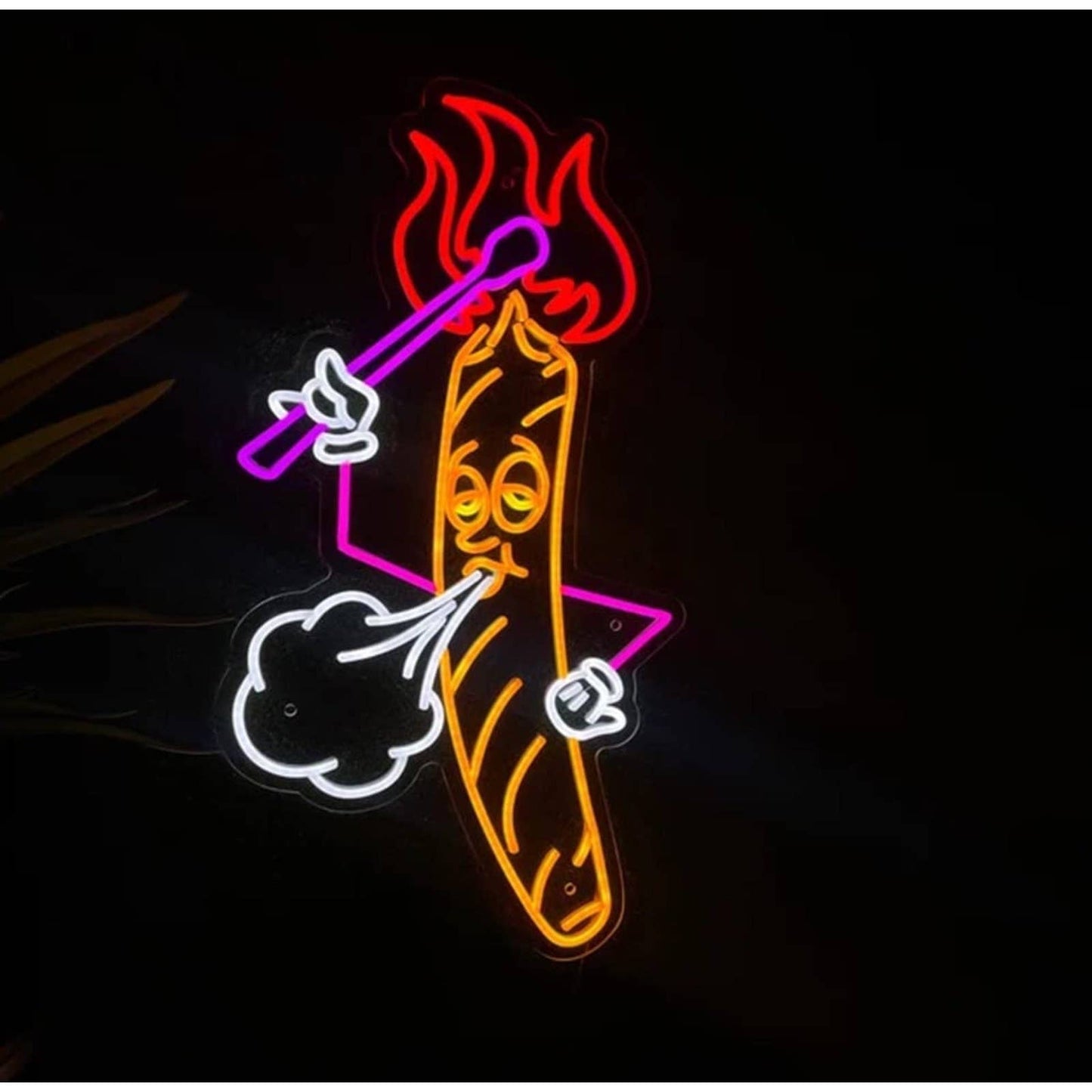 Funny Bright Cartoon Smoking Cigar LED Night Light Room Wall Decoration