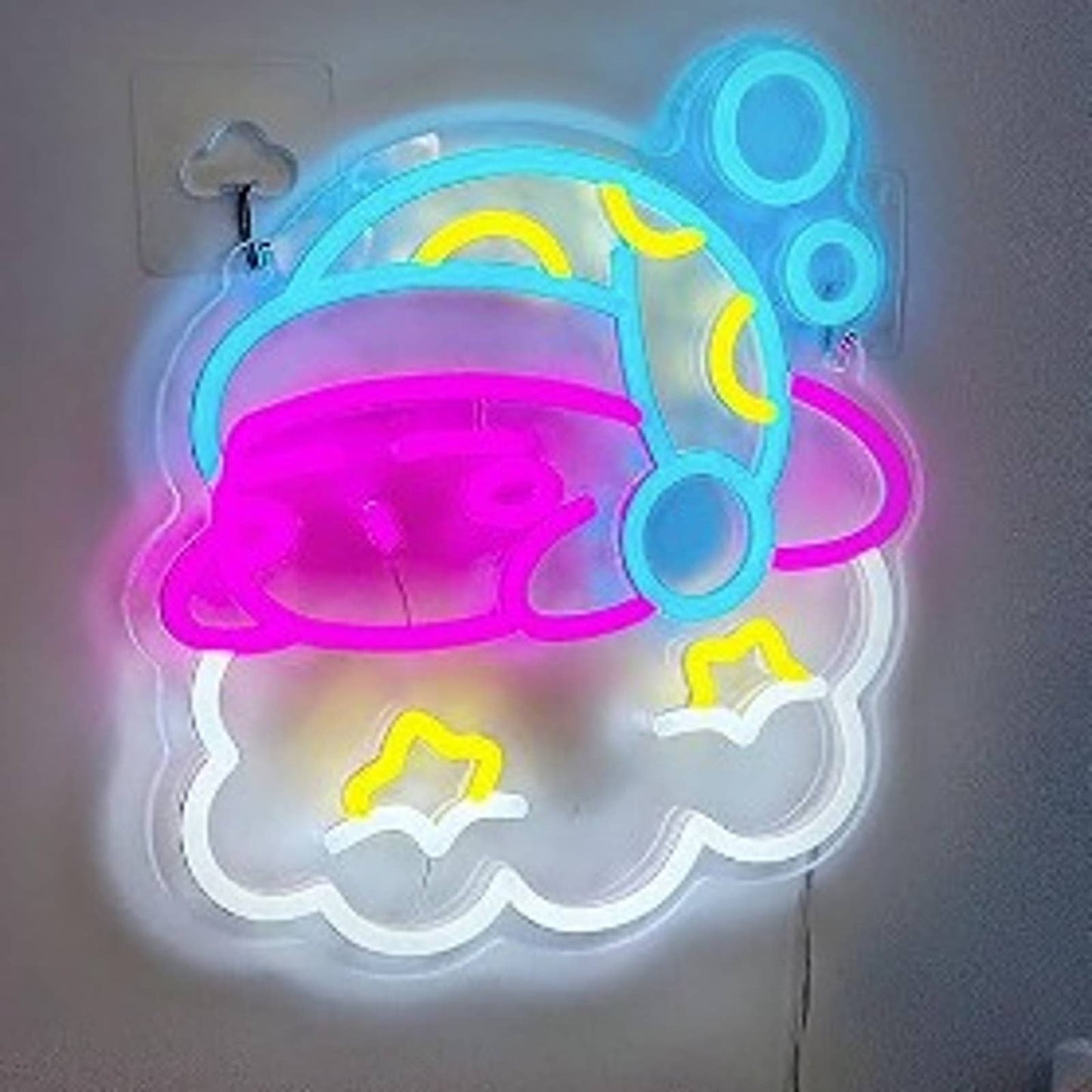 Adorable Vivid Bright Sleeping Baby Kirby on a Cloud w/ Stars LED Night Light