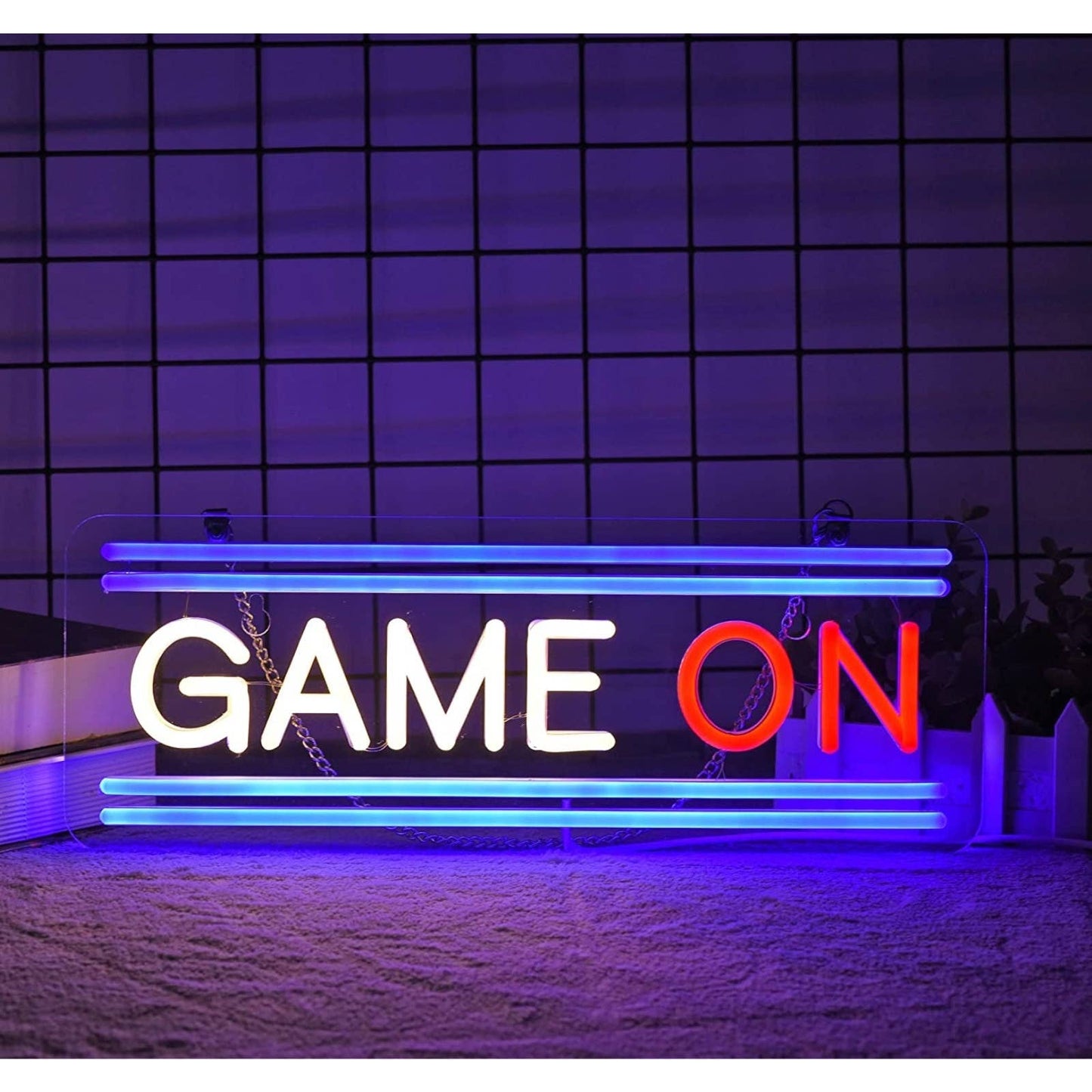 Fun Bright Tri-Color GAME ON LED Night Light Room Wall Decoration
