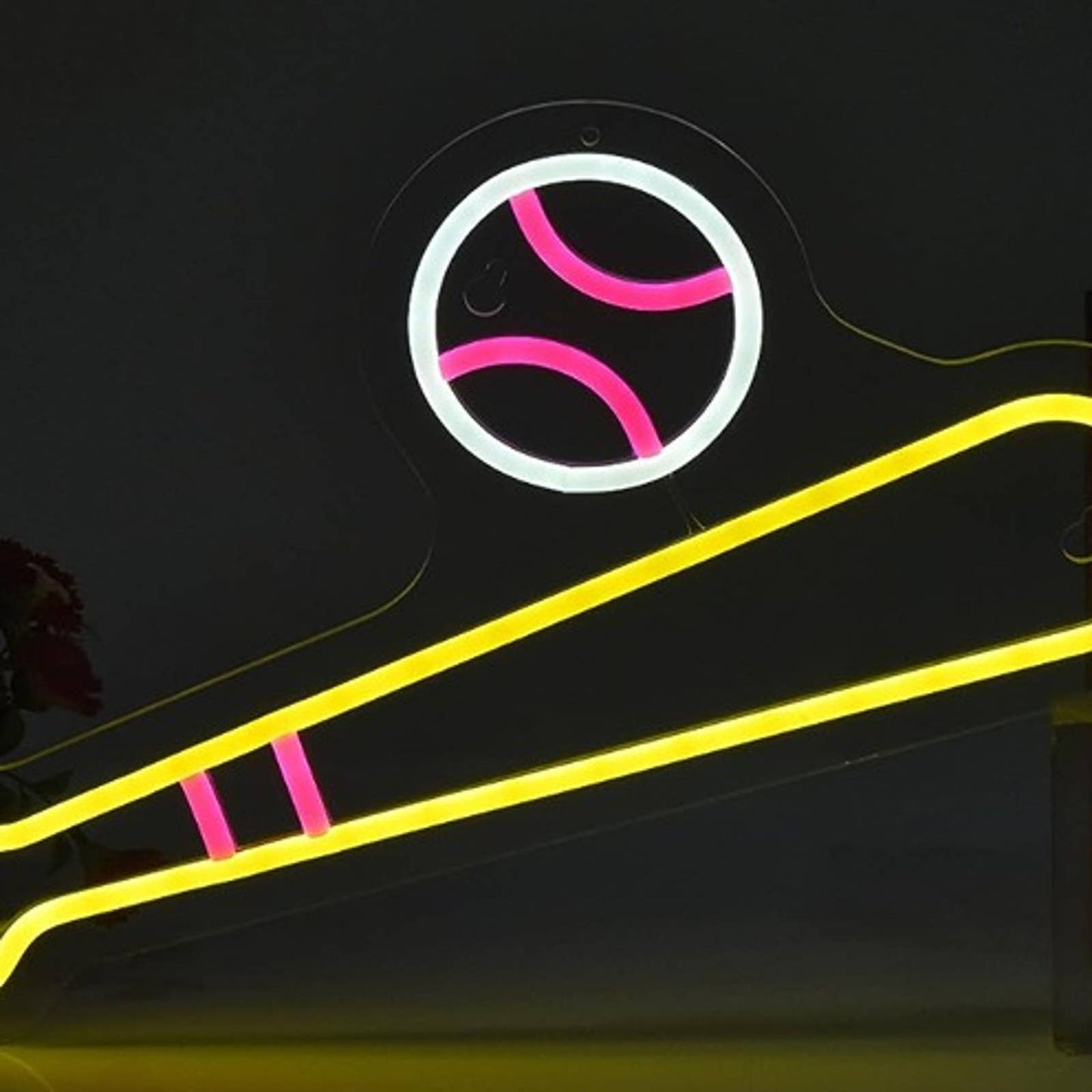 Fun Bright Pink / Yellow BaseBall LED Night Light MLB Sport Sign Decor