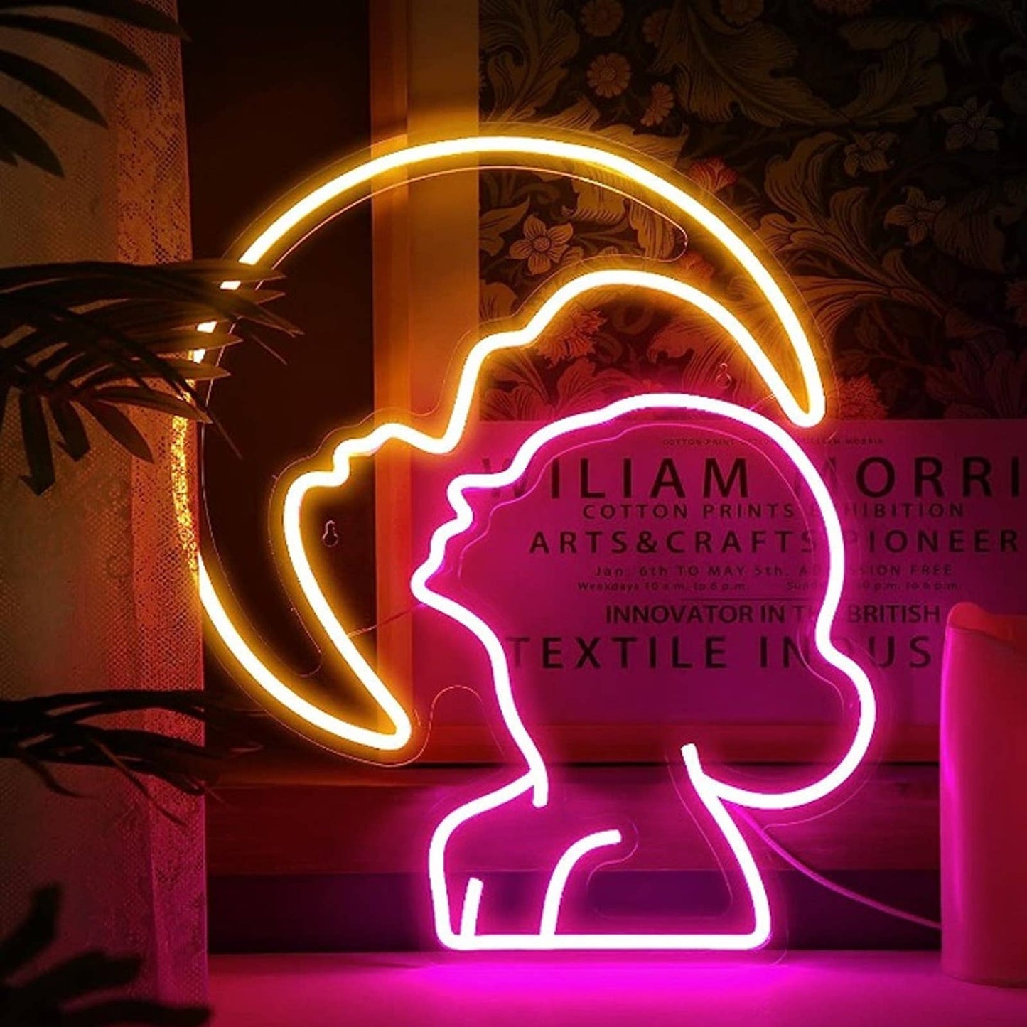 Lovely Bright Moon & Woman LED Night Light Room Wall Decoration