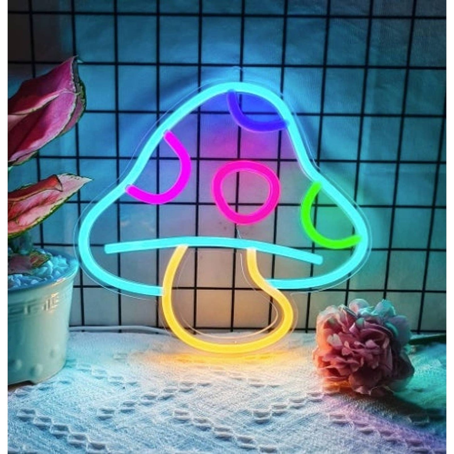 Lovely Bright Plump Blue Mushroom LED Night Light Rom Wall Decoration