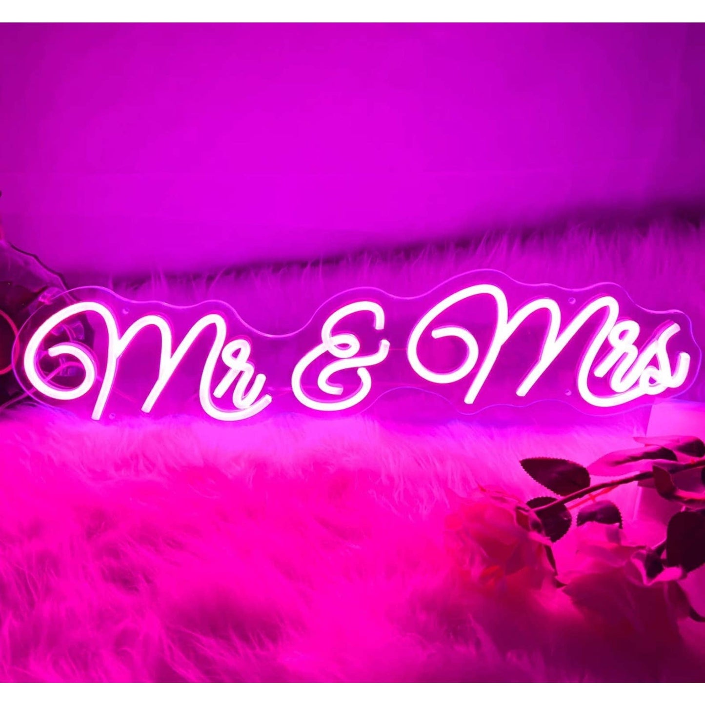 Lovely Bright Vivid Pink Mr. & Mrs. LED Light Wedding Celebration Decoration